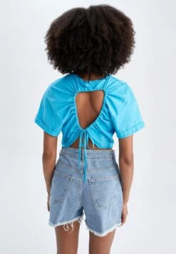 DeFacto T-Shirt Print - Blue 7 DeFacto T-Shirt Print - Blue -DeFacto 608435ef45b04b2dab0066670061a36d