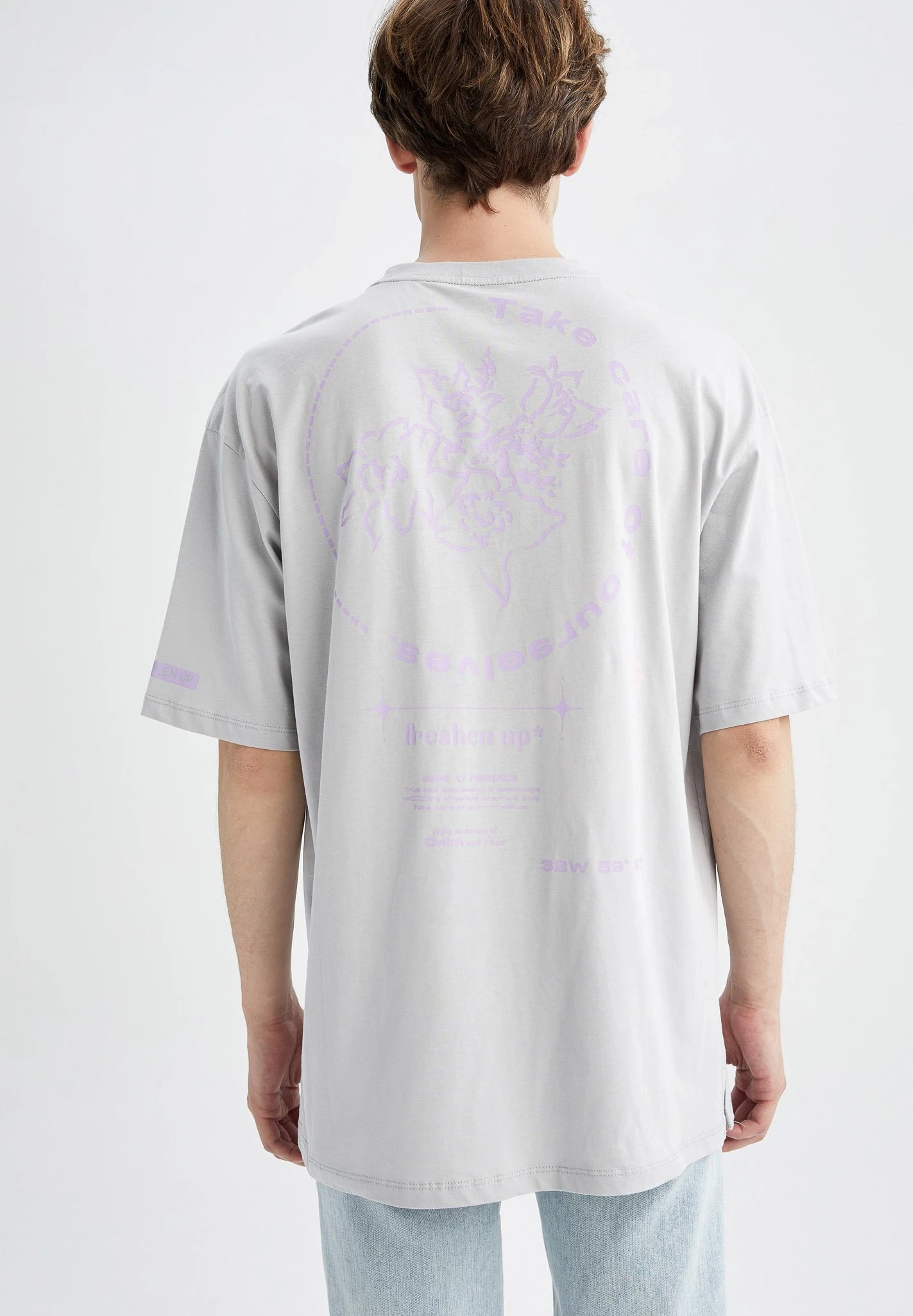 DeFacto Oversize Fit- T-Shirt Basic - Grey 3 DeFacto Oversize Fit- T-Shirt Basic - Grey