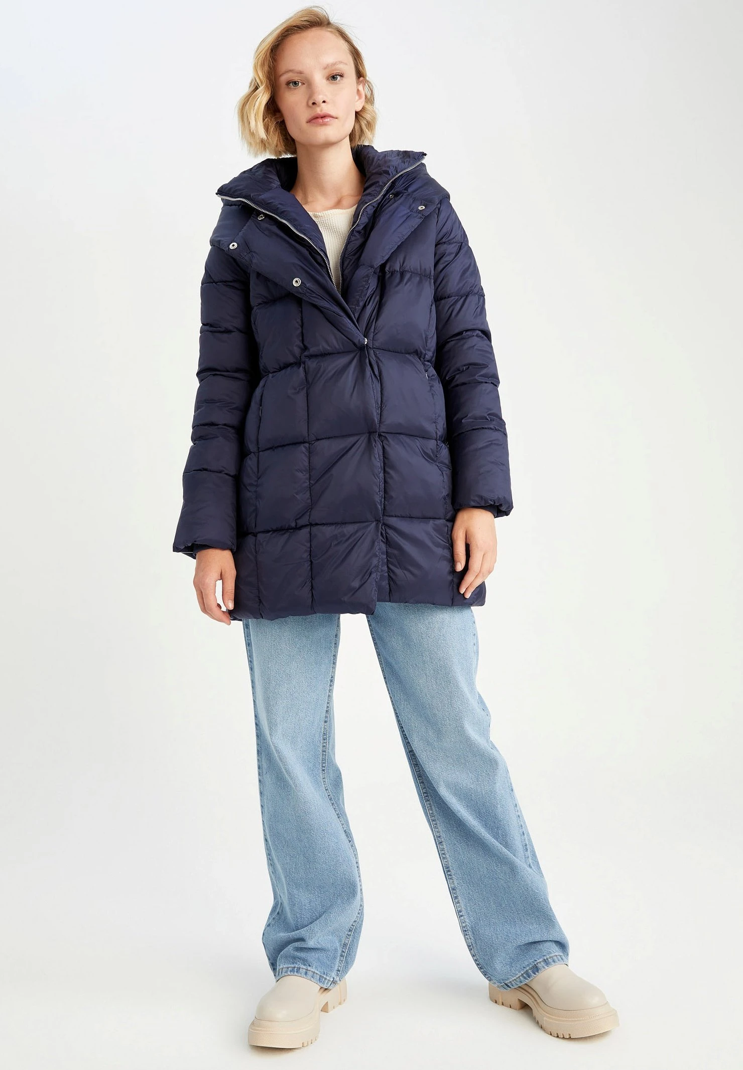 DeFacto Regular Fit- Winterjas - Navy 4 DeFacto Regular Fit- Winterjas - Navy - Afbeelding 2