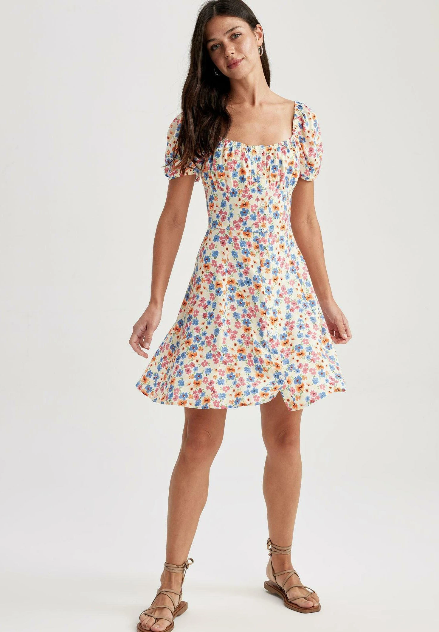 DeFacto Fit And Flare - Blousejurk - White 4 DeFacto Fit And Flare - Blousejurk - White - Afbeelding 2