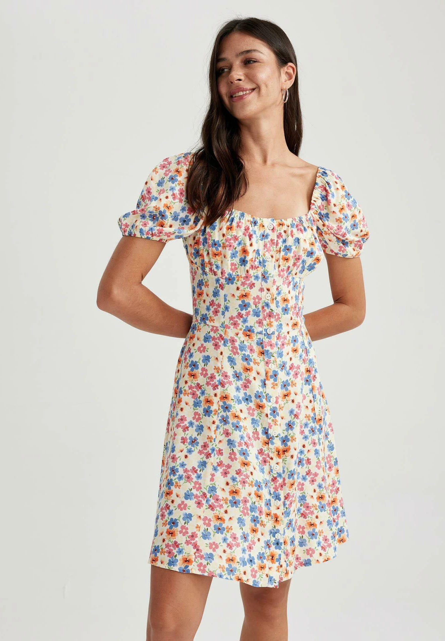 DeFacto Fit And Flare - Blousejurk - White 3 DeFacto Fit And Flare - Blousejurk - White