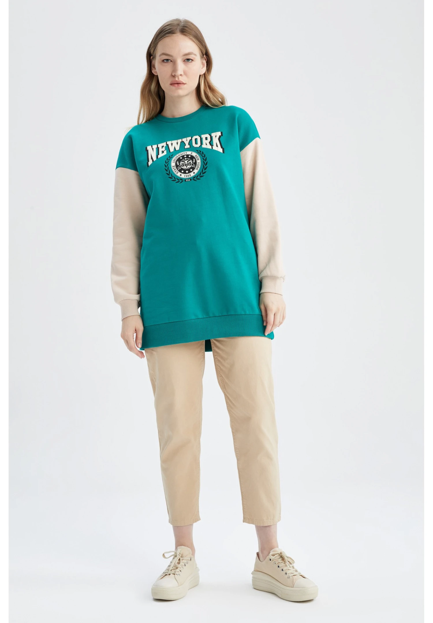 DeFacto Relax Fit Long Sleeved - Sweater - Green 4 DeFacto Relax Fit Long Sleeved - Sweater - Green - Afbeelding 2