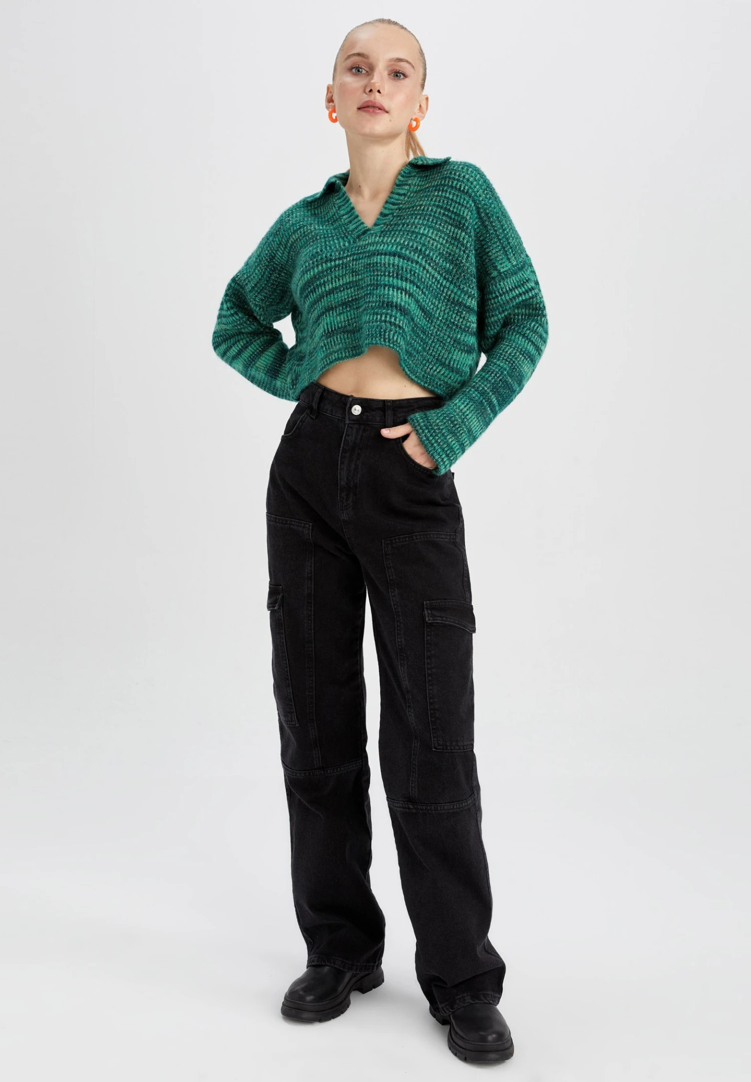 DeFacto Relax Fit- Trui - Green 4 DeFacto Relax Fit- Trui - Green - Afbeelding 2