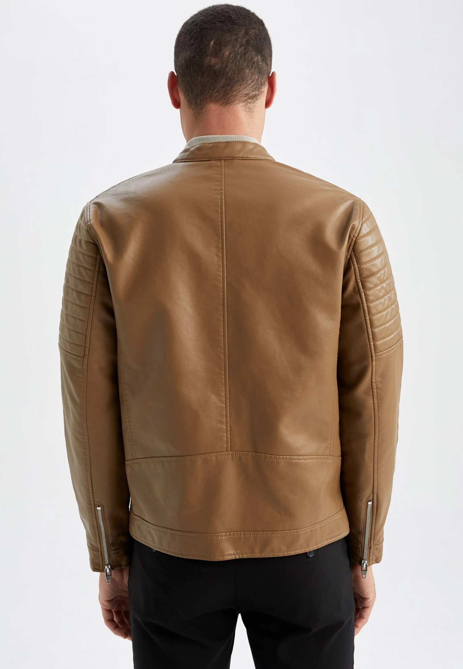 DeFacto Slim Fit - Imitatieleren Jas - Brown 5 DeFacto Slim Fit - Imitatieleren Jas - Brown - Afbeelding 3