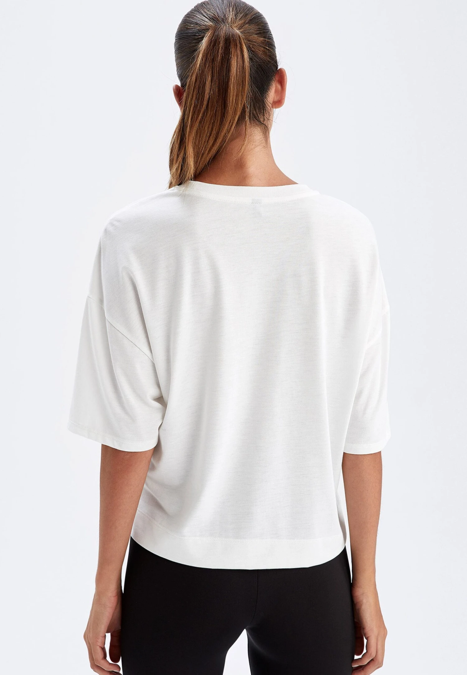 DeFacto Cover Up - T-Shirt Basic - Ecru 5 DeFacto Cover Up - T-Shirt Basic - Ecru - Afbeelding 3