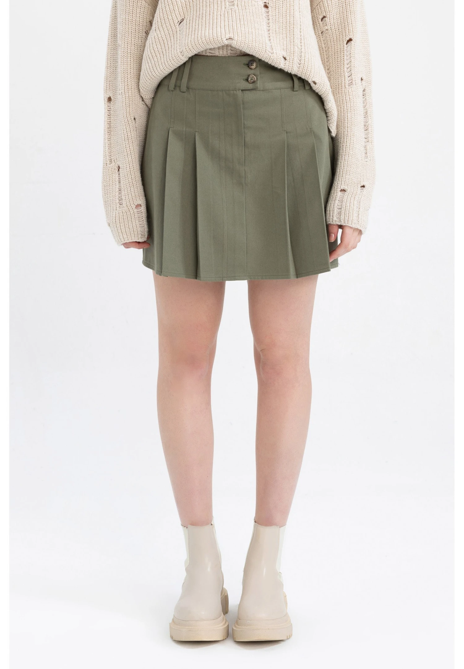 DeFacto Plooirok - Khaki 3 DeFacto Plooirok - Khaki