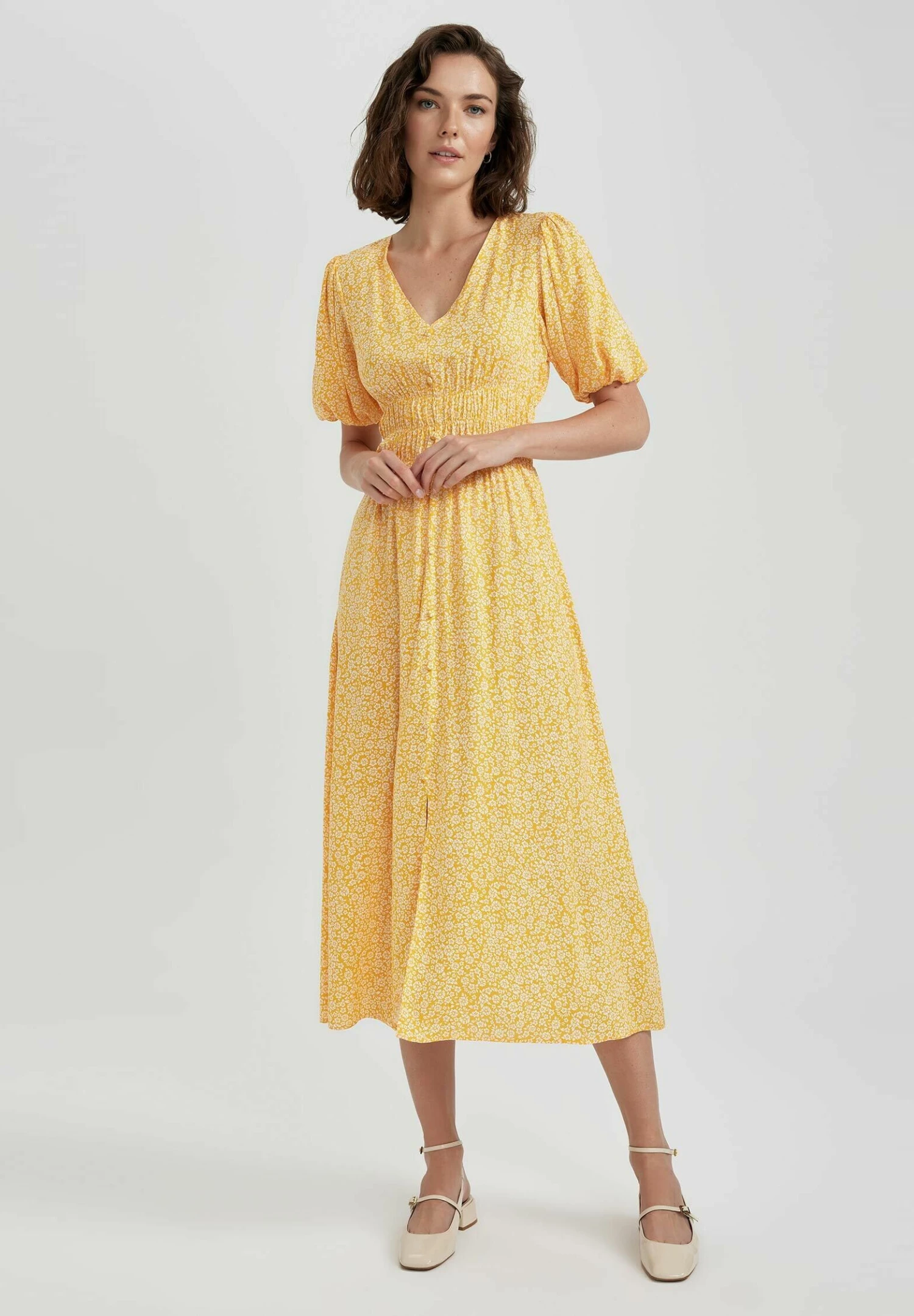 DeFacto Elastic Waist - Blousejurk - Yellow 4 DeFacto Elastic Waist - Blousejurk - Yellow - Afbeelding 2
