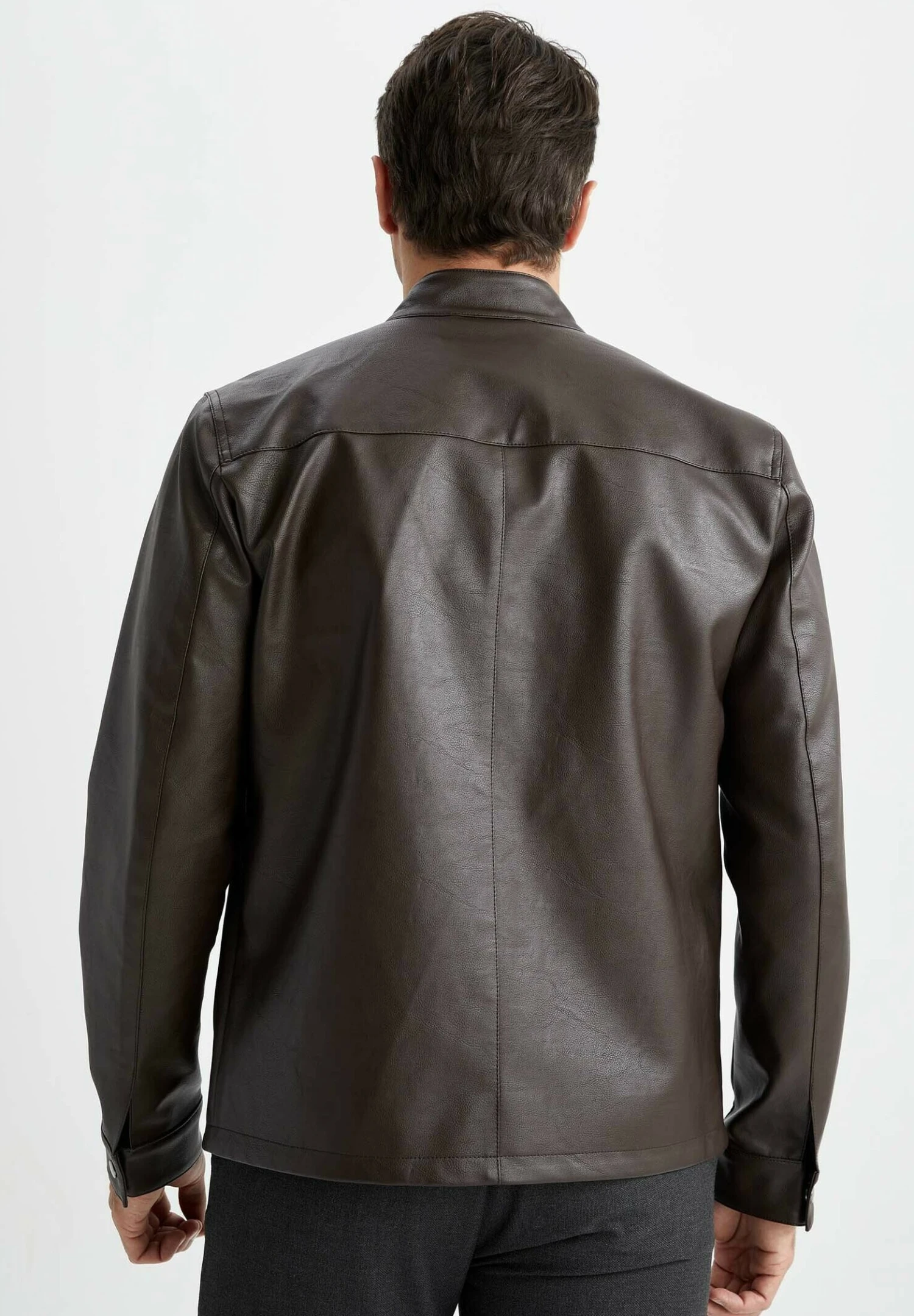 DeFacto Regular Fit - Imitatieleren Jas - Brown 5 DeFacto Regular Fit - Imitatieleren Jas - Brown - Afbeelding 3