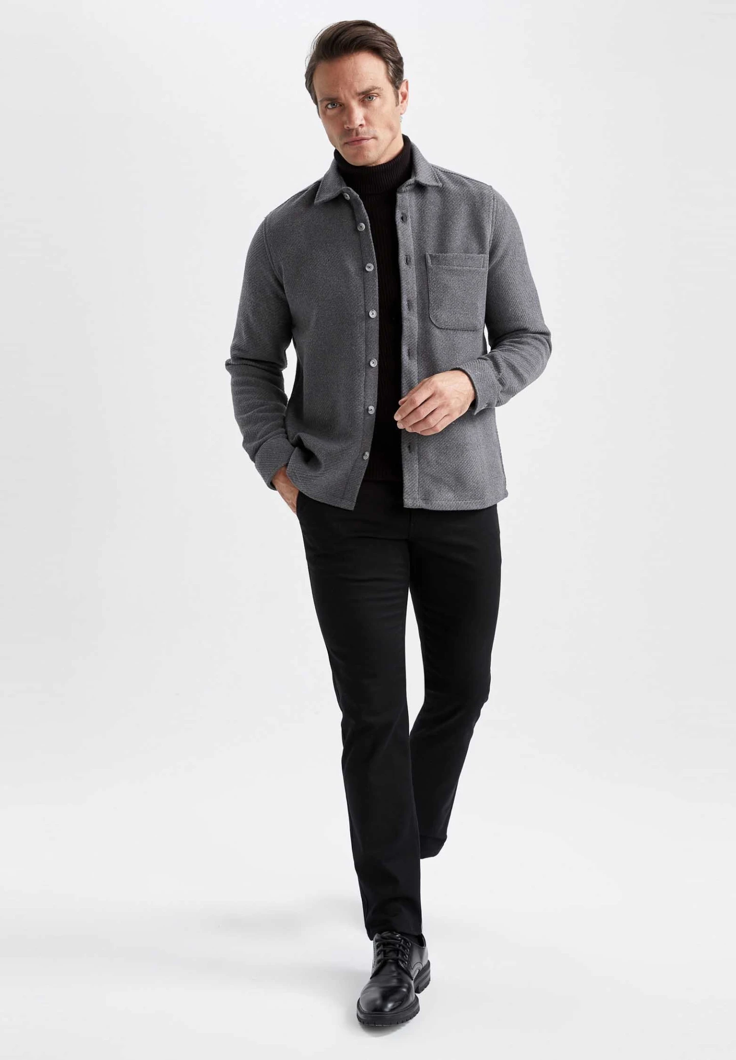 DeFacto Regular Fit - Overhemd - Anthracite 4 DeFacto Regular Fit - Overhemd - Anthracite - Afbeelding 2