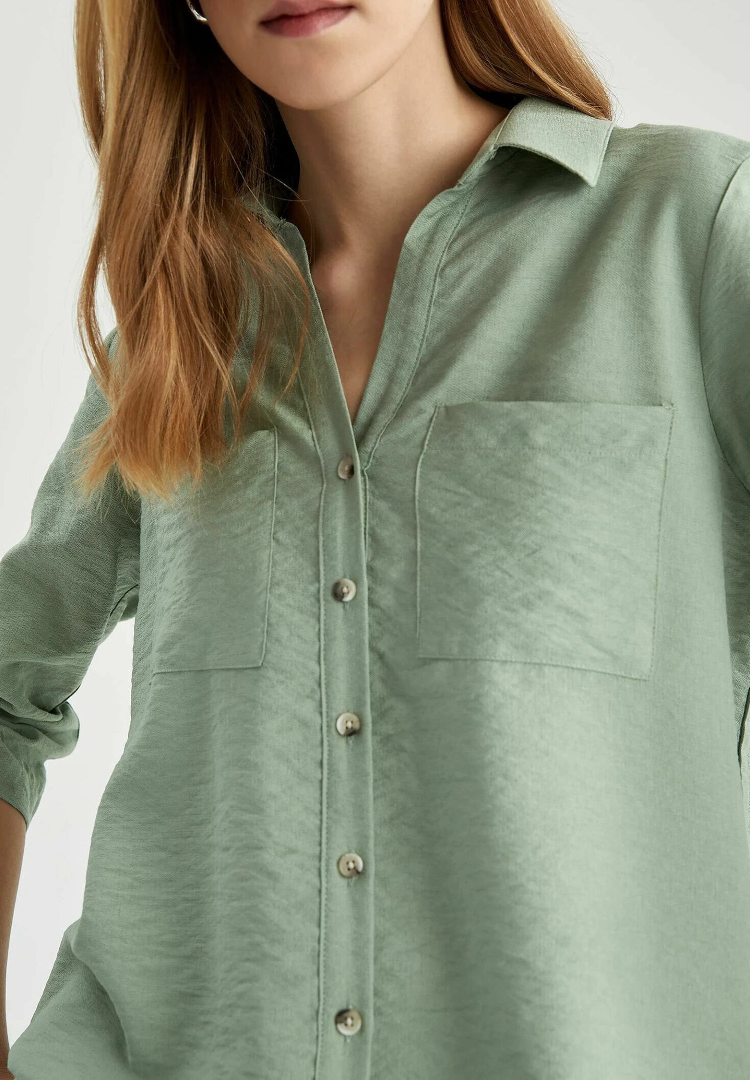 DeFacto Regular Fit - Overhemdblouse - Turquoise 6 DeFacto Regular Fit - Overhemdblouse - Turquoise - Afbeelding 4