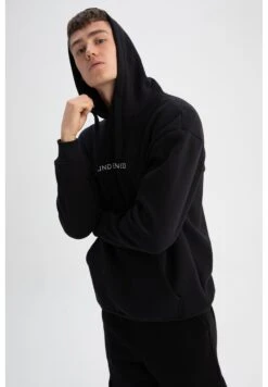 DeFacto Boxy Fit- Hoodie - Black