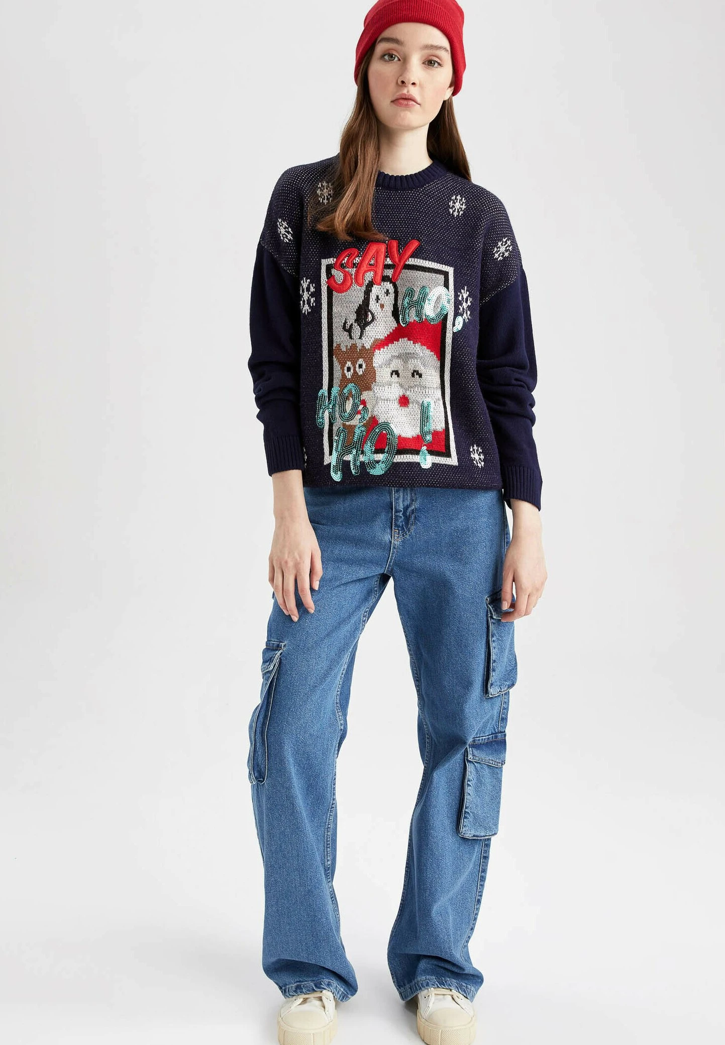 DeFacto Regular Fit Christmas Jumper - Trui - Navy 4 DeFacto Regular Fit Christmas Jumper - Trui - Navy - Afbeelding 2