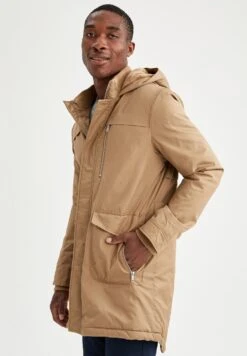 DeFacto Regular Fit - Parka - Beige -DeFacto 7a0eac0084664a41a9b5574d711200e7