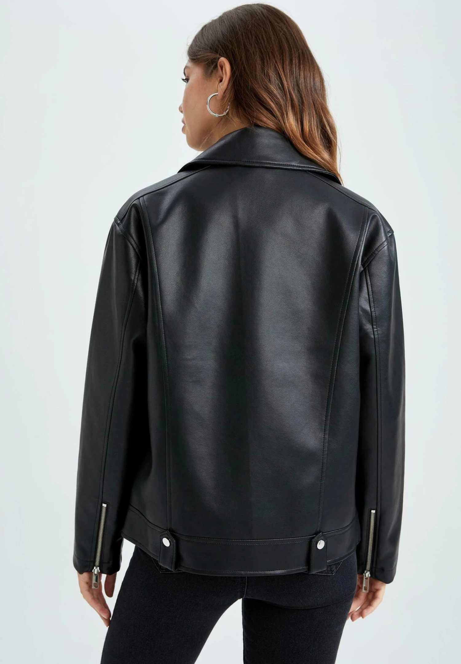 DeFacto Imitatieleren Jas - Black 5 DeFacto Imitatieleren Jas - Black - Afbeelding 3