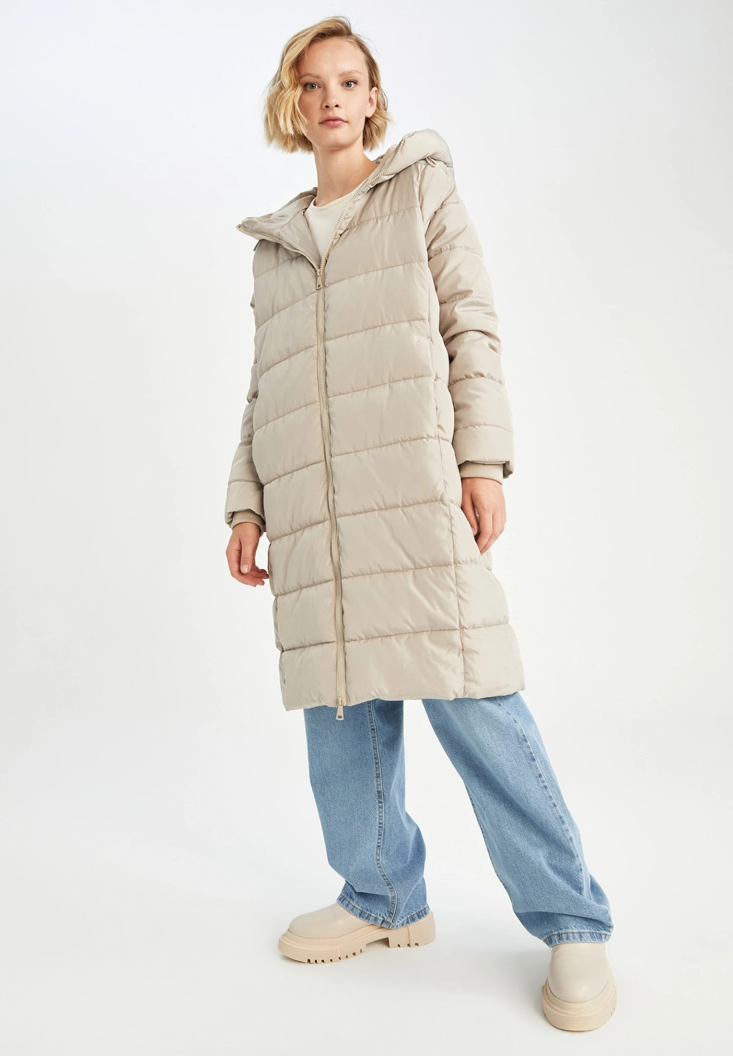 DeFacto Regular Fit - Winterjas - Ecru 4 DeFacto Regular Fit - Winterjas - Ecru - Afbeelding 2