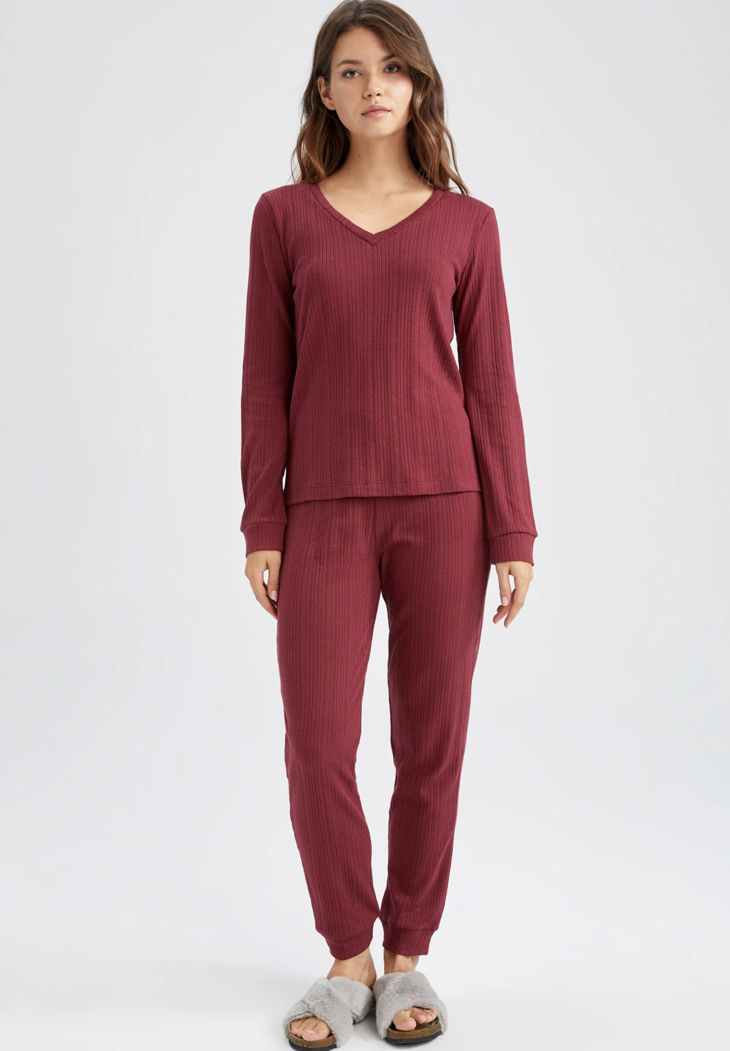 DeFacto Regular Fit - Pyjamashirt - Bordeaux 4 DeFacto Regular Fit - Pyjamashirt - Bordeaux - Afbeelding 2