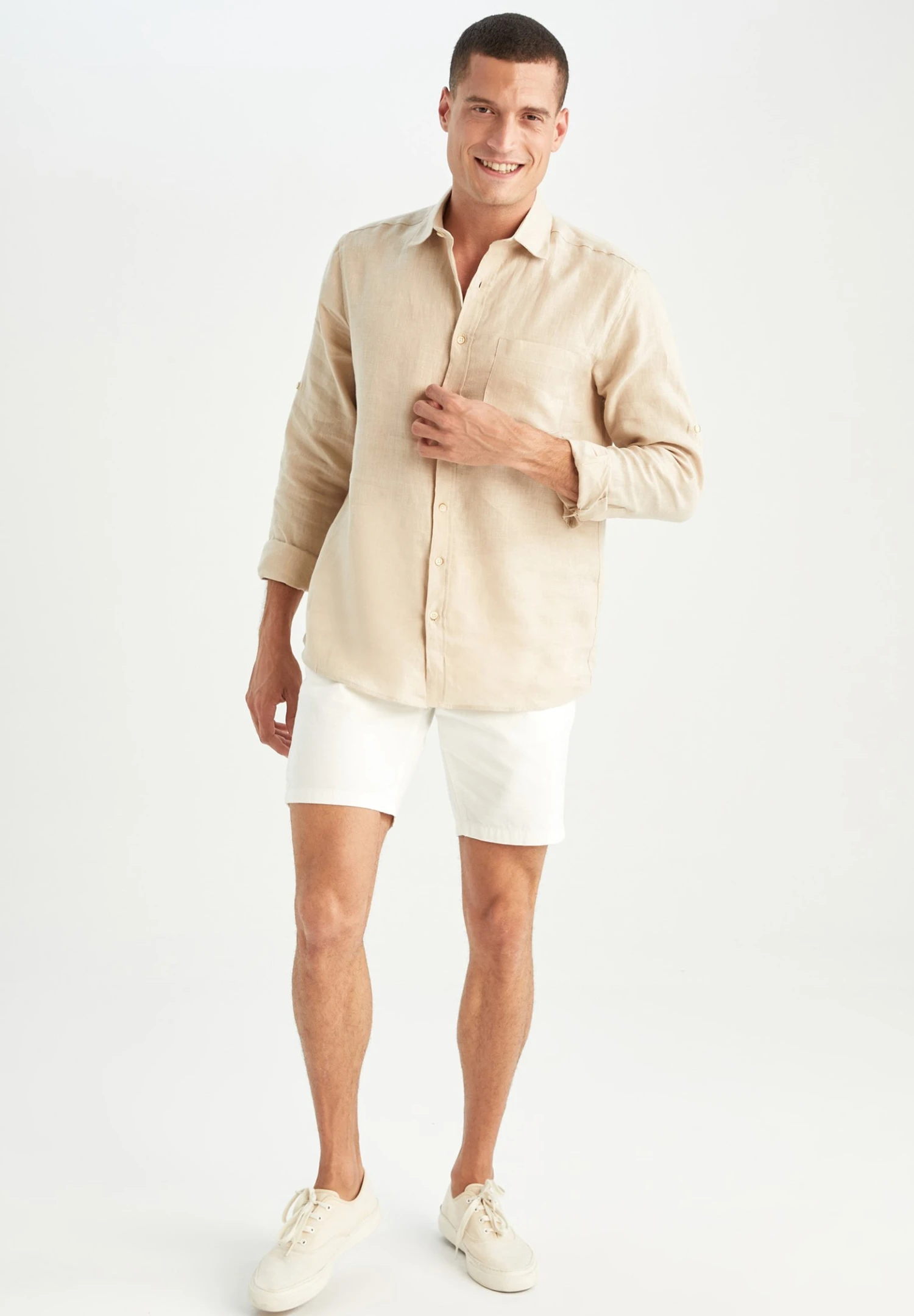 DeFacto Regular Fit- Shorts - Ecru 4 DeFacto Regular Fit- Shorts - Ecru - Afbeelding 2