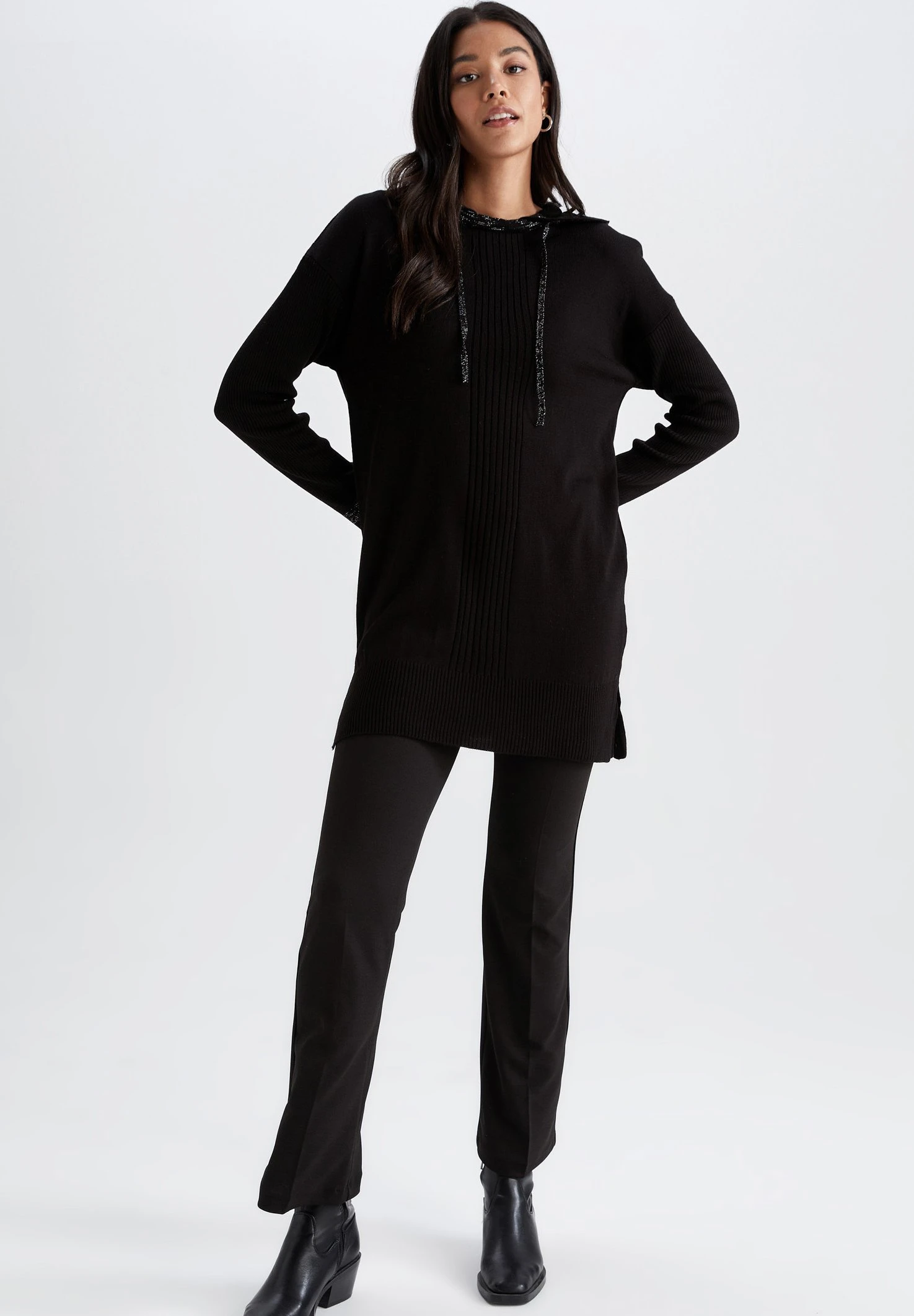 DeFacto Regular Fit- Hoodie - Black 3 DeFacto Regular Fit- Hoodie - Black