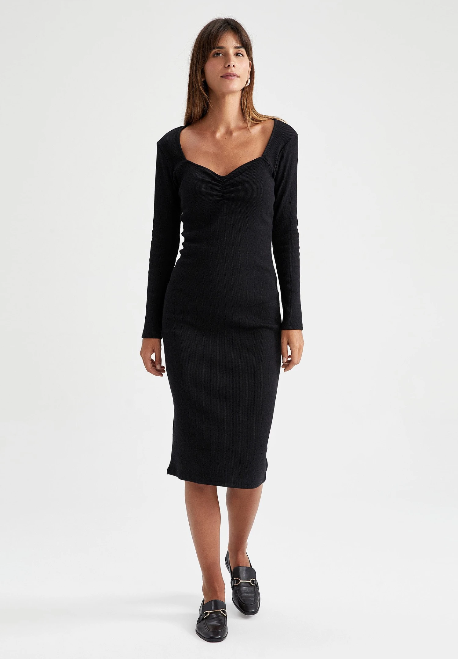 DeFacto Gebreide Jurk - Black 4 DeFacto Gebreide Jurk - Black - Afbeelding 2