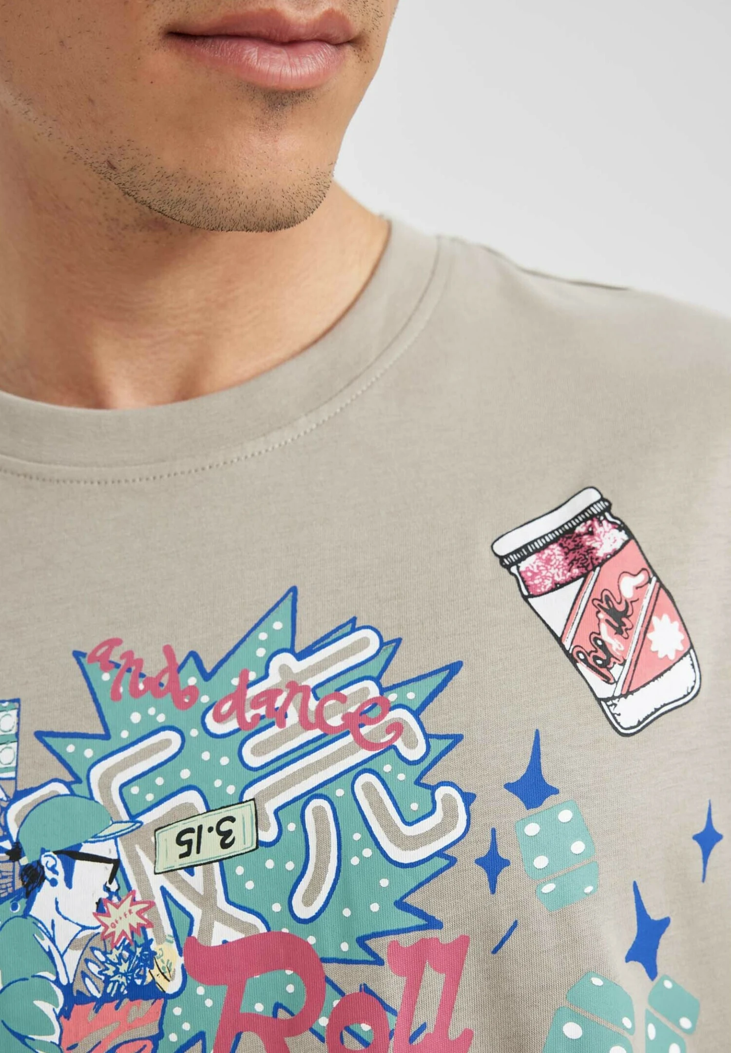 DeFacto Comfort Fit- T-Shirt Print - Beige 6 DeFacto Comfort Fit- T-Shirt Print - Beige - Afbeelding 4