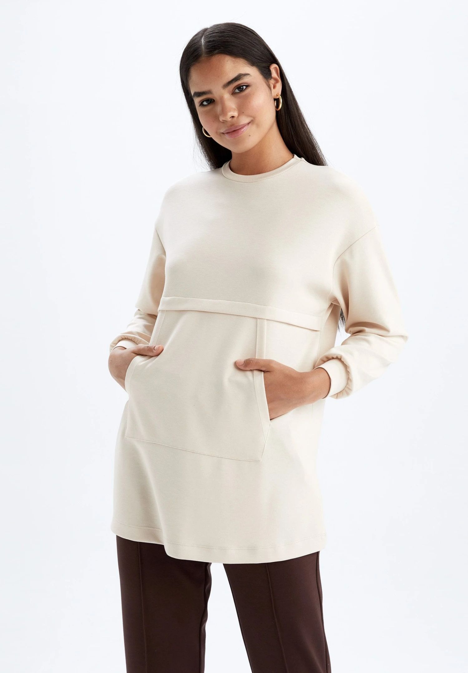 DeFacto Relax Fit T - Sweater - Beige 3 DeFacto Relax Fit T - Sweater - Beige