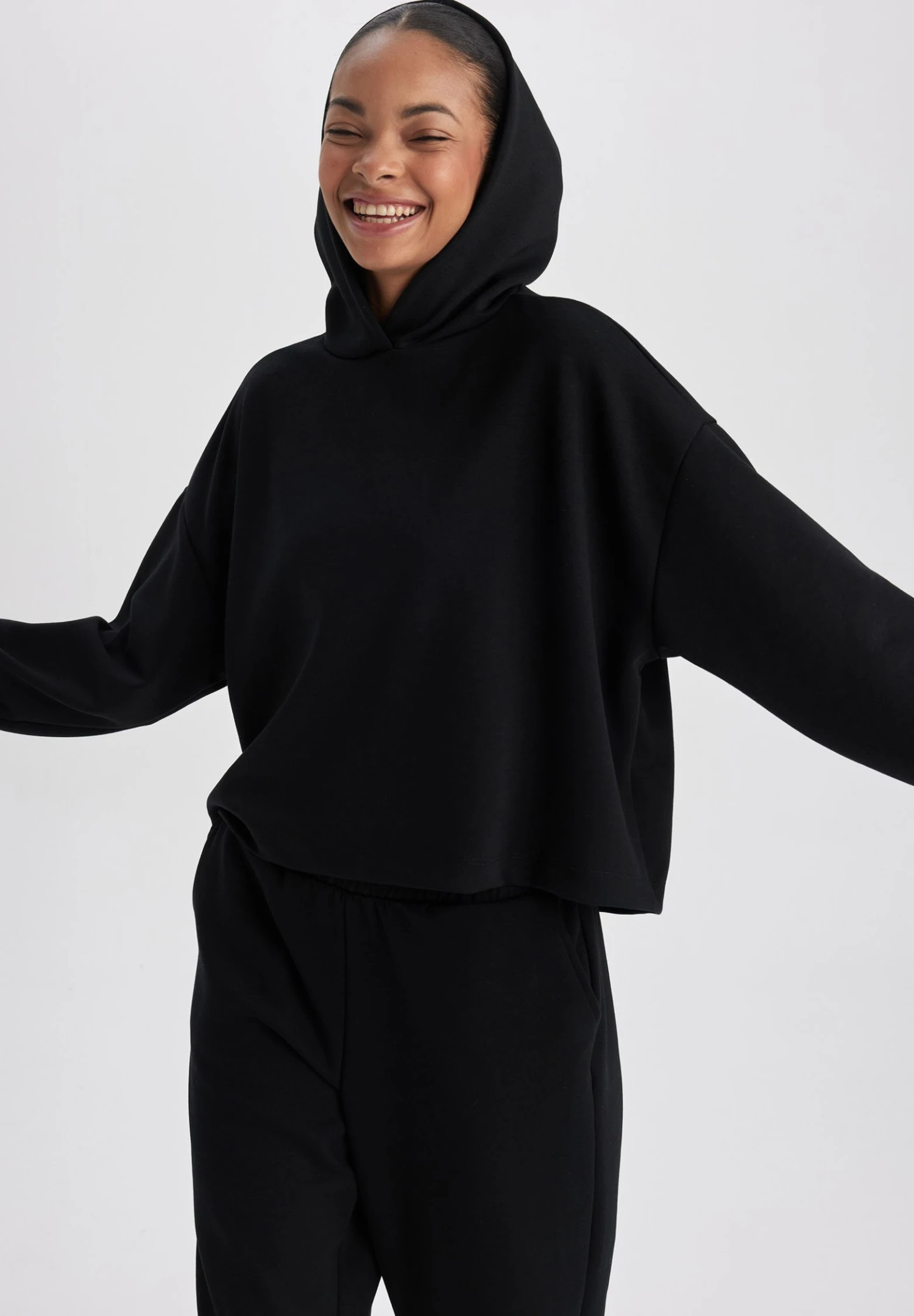 DeFacto Oversize Fit - Hoodie - Black 6 DeFacto Oversize Fit - Hoodie - Black - Afbeelding 4