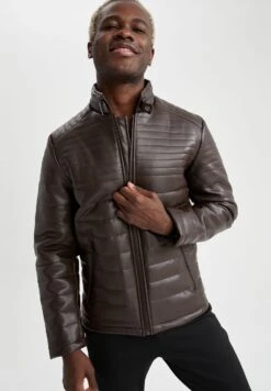 DeFacto Loose Fit - Imitatieleren Jas - Brown -DeFacto 91258aa54c1b494d9159a8bf26858906