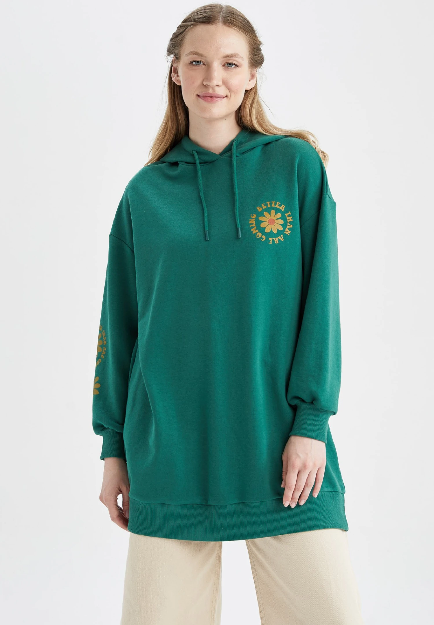 DeFacto Relax Fit - Hoodie - Green 3 DeFacto Relax Fit - Hoodie - Green