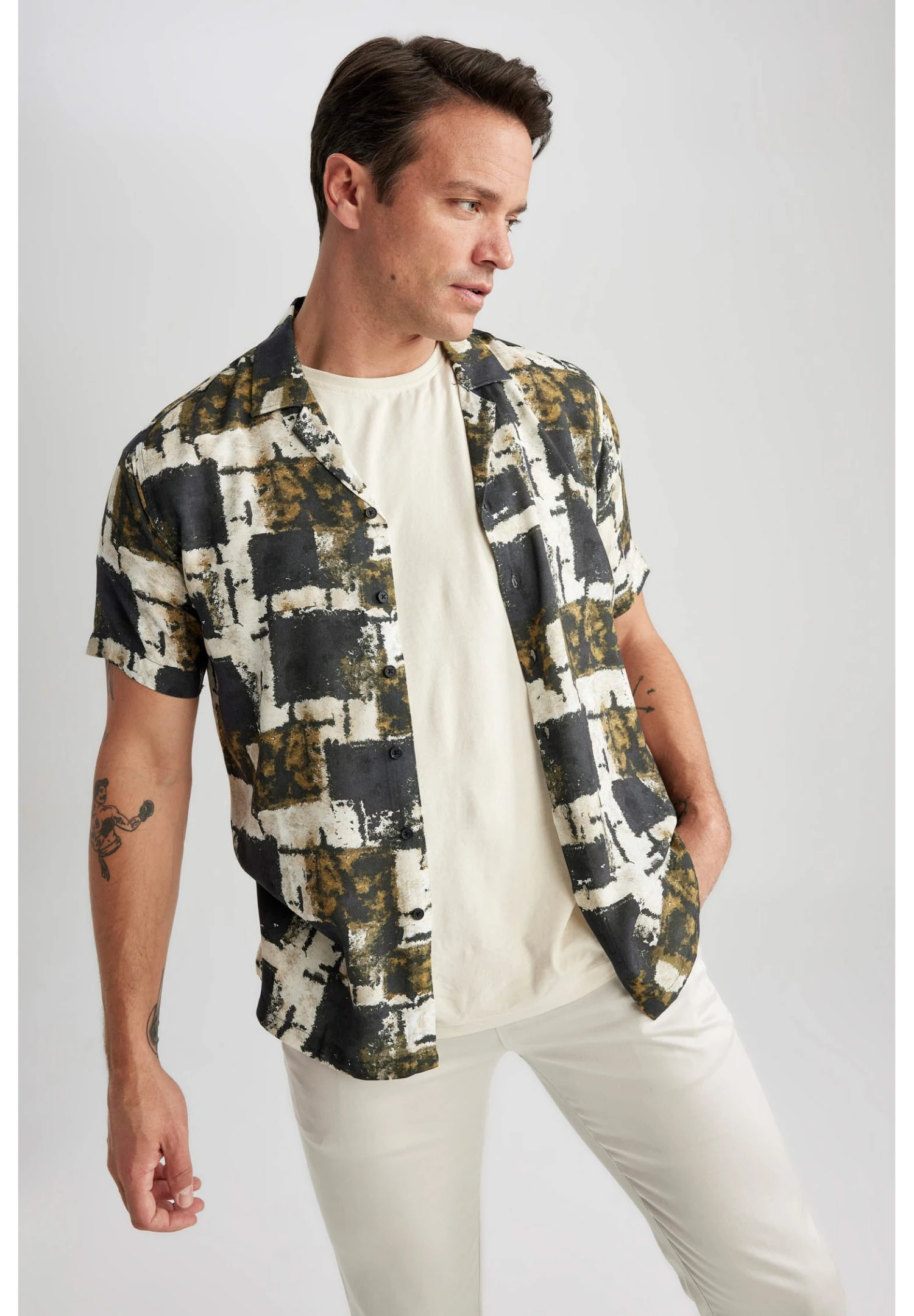 DeFacto Modern Fit- Overhemd - Khaki 3 DeFacto Modern Fit- Overhemd - Khaki