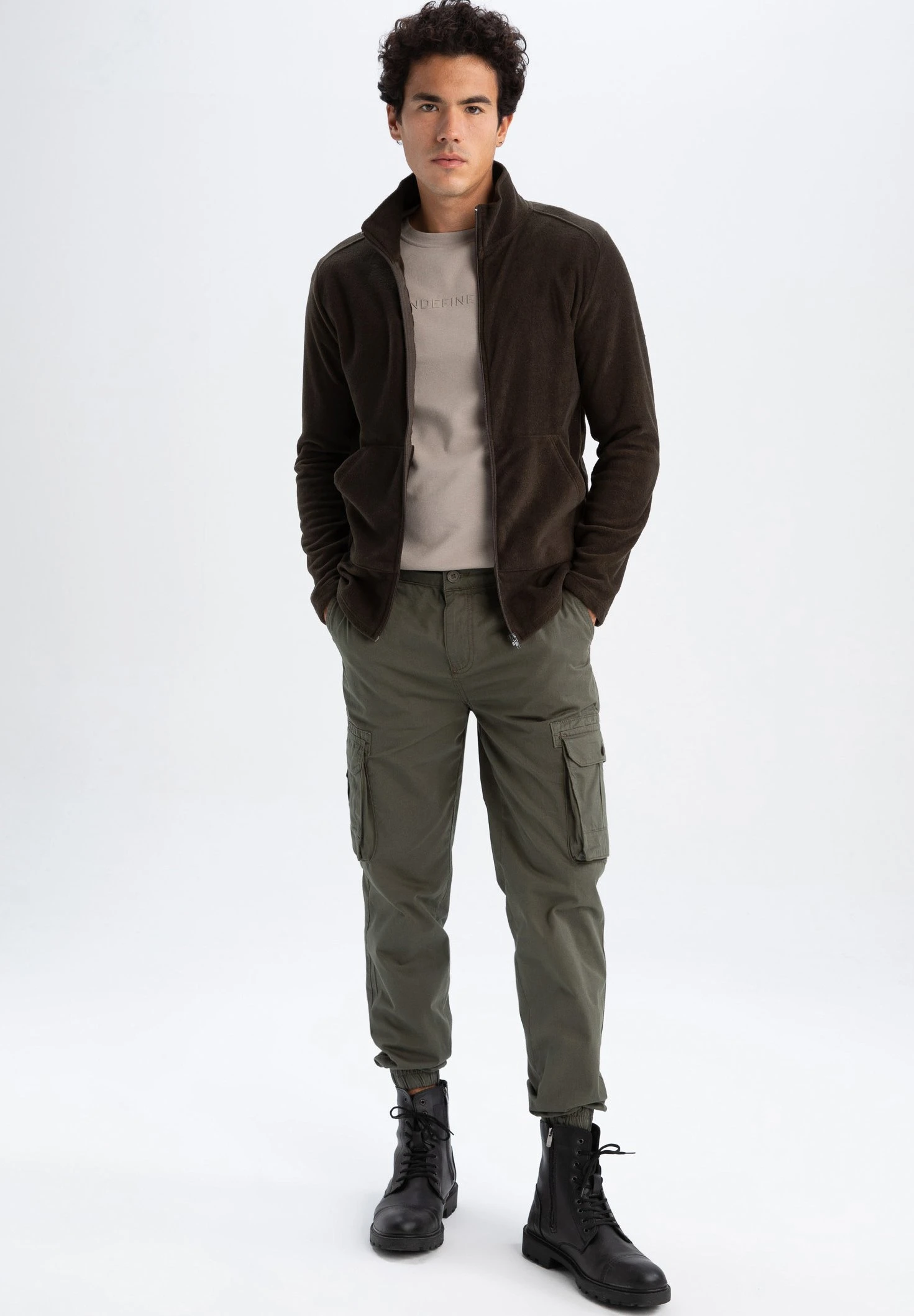 DeFacto Regular Fit - Sweater Met Rits - Khaki 4 DeFacto Regular Fit - Sweater Met Rits - Khaki - Afbeelding 2