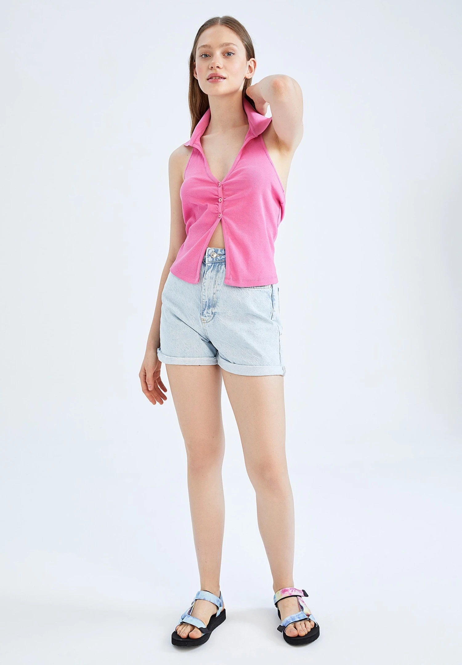 DeFacto Fitted - Top - Pink 4 DeFacto Fitted - Top - Pink - Afbeelding 2