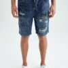 DeFacto Slim Fit - Jeansshort - Blue -DeFacto 9c3affec4a1145b3881a12b6e4e7bd05
