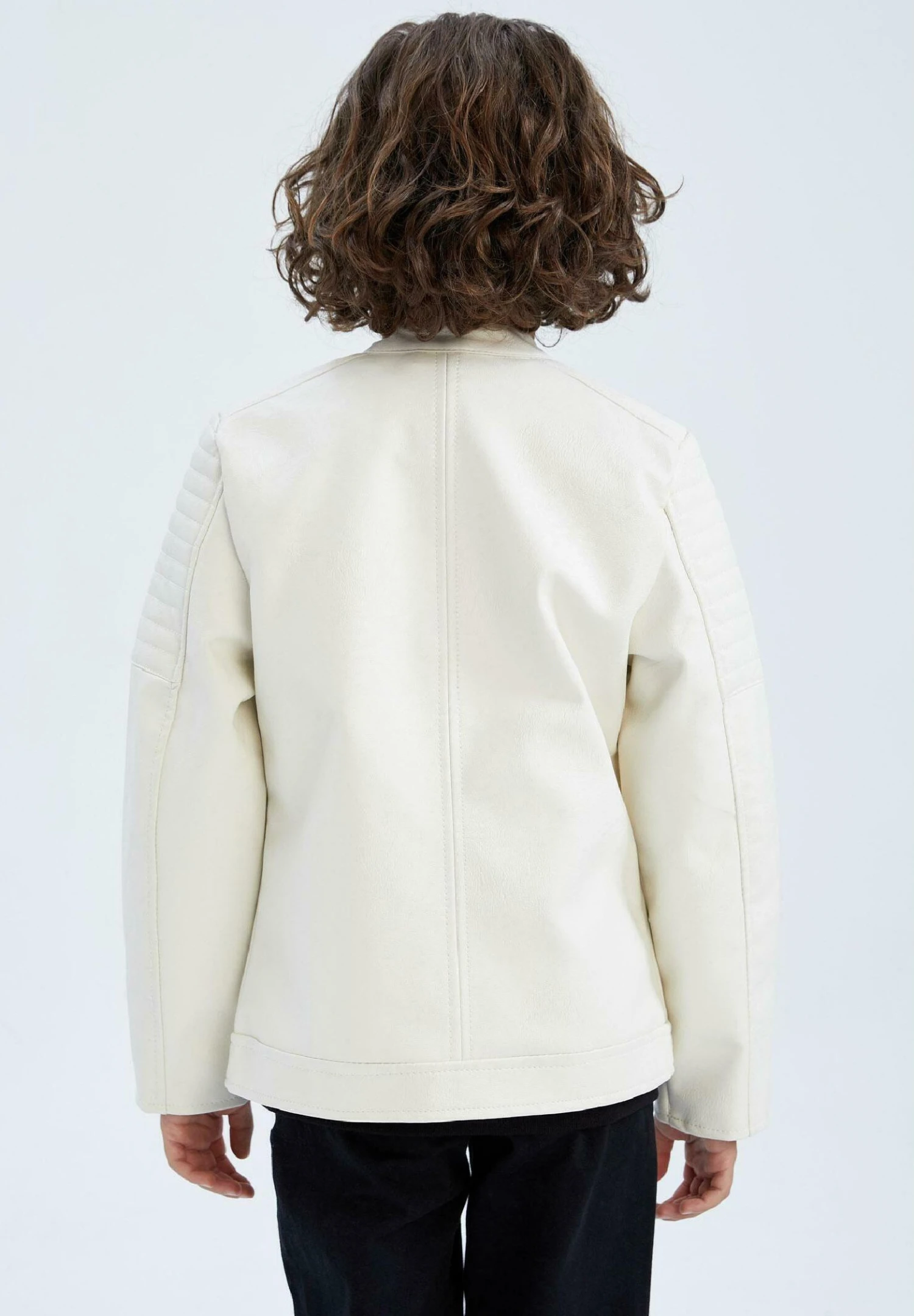 DeFacto Regular Fit - Imitatieleren Jas - Ecru 5 DeFacto Regular Fit - Imitatieleren Jas - Ecru - Afbeelding 3