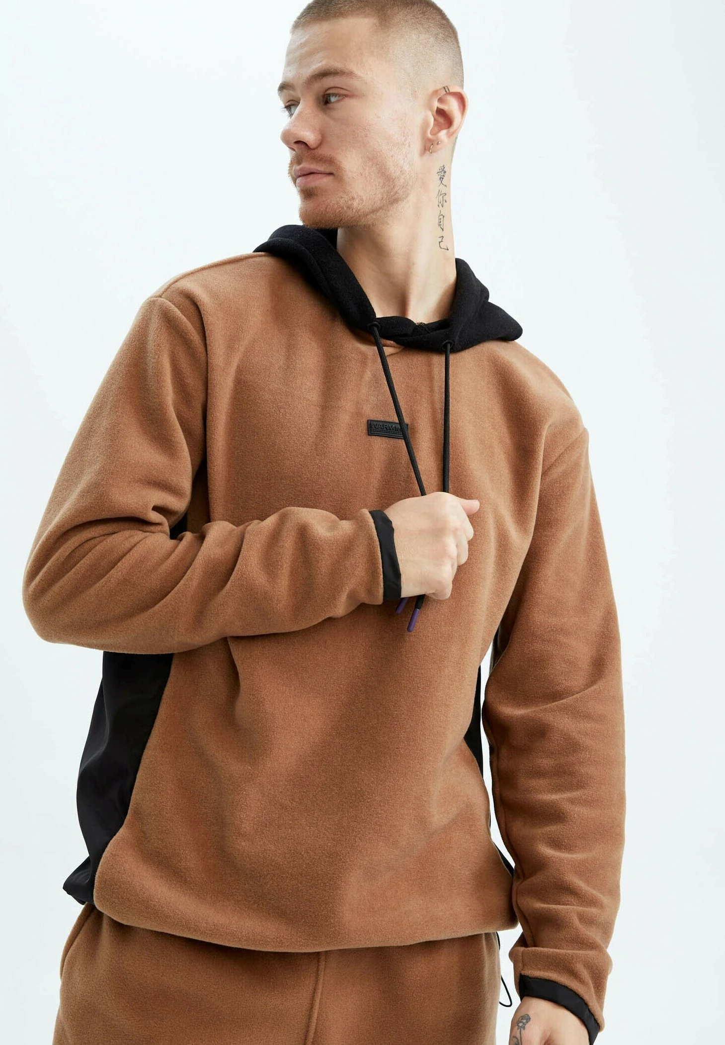 DeFacto Standart Fit- Hoodie - Brown 3 DeFacto Standart Fit- Hoodie - Brown