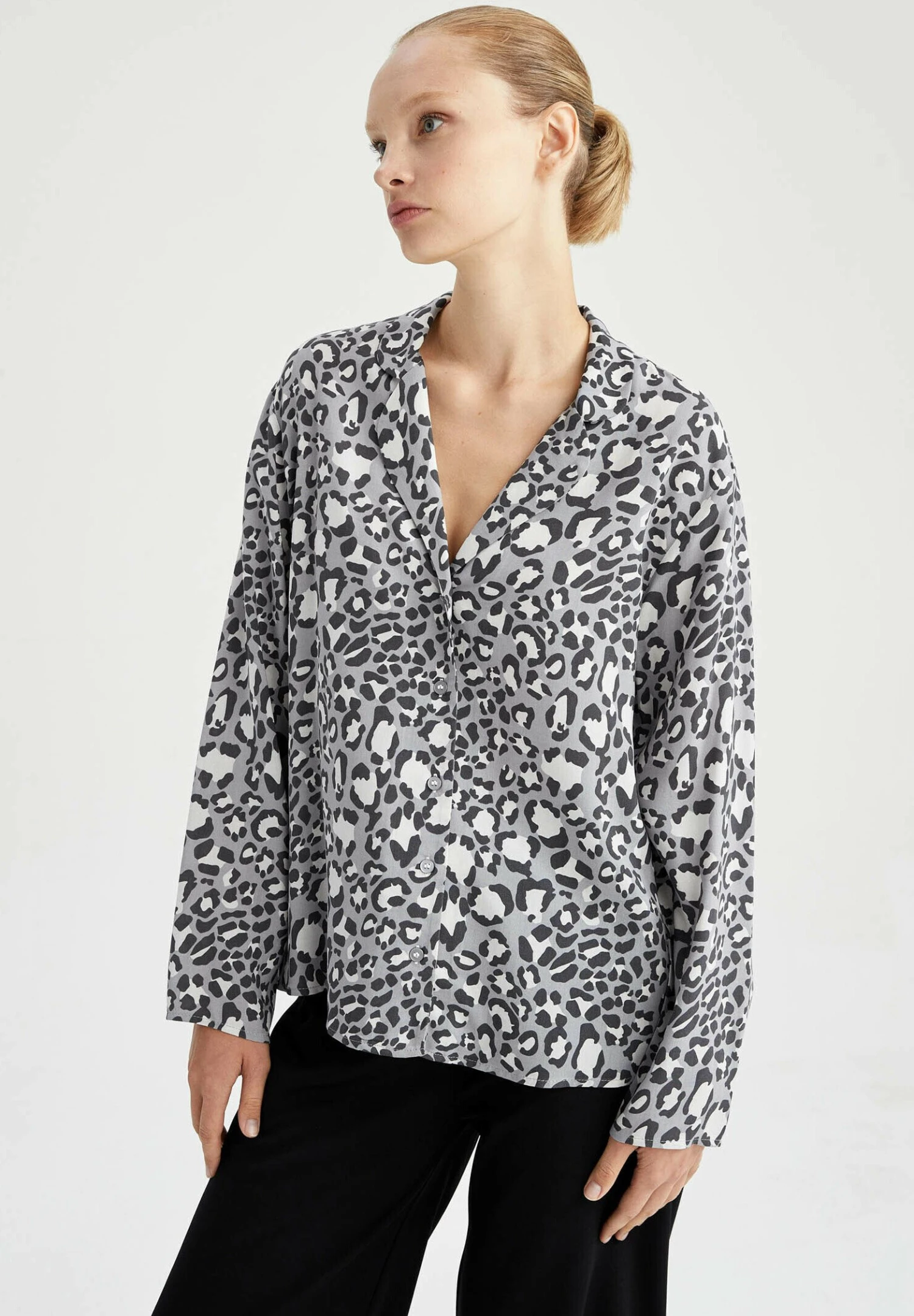 DeFacto Regular Fit - Pyjamashirt - Grey 3 DeFacto Regular Fit - Pyjamashirt - Grey