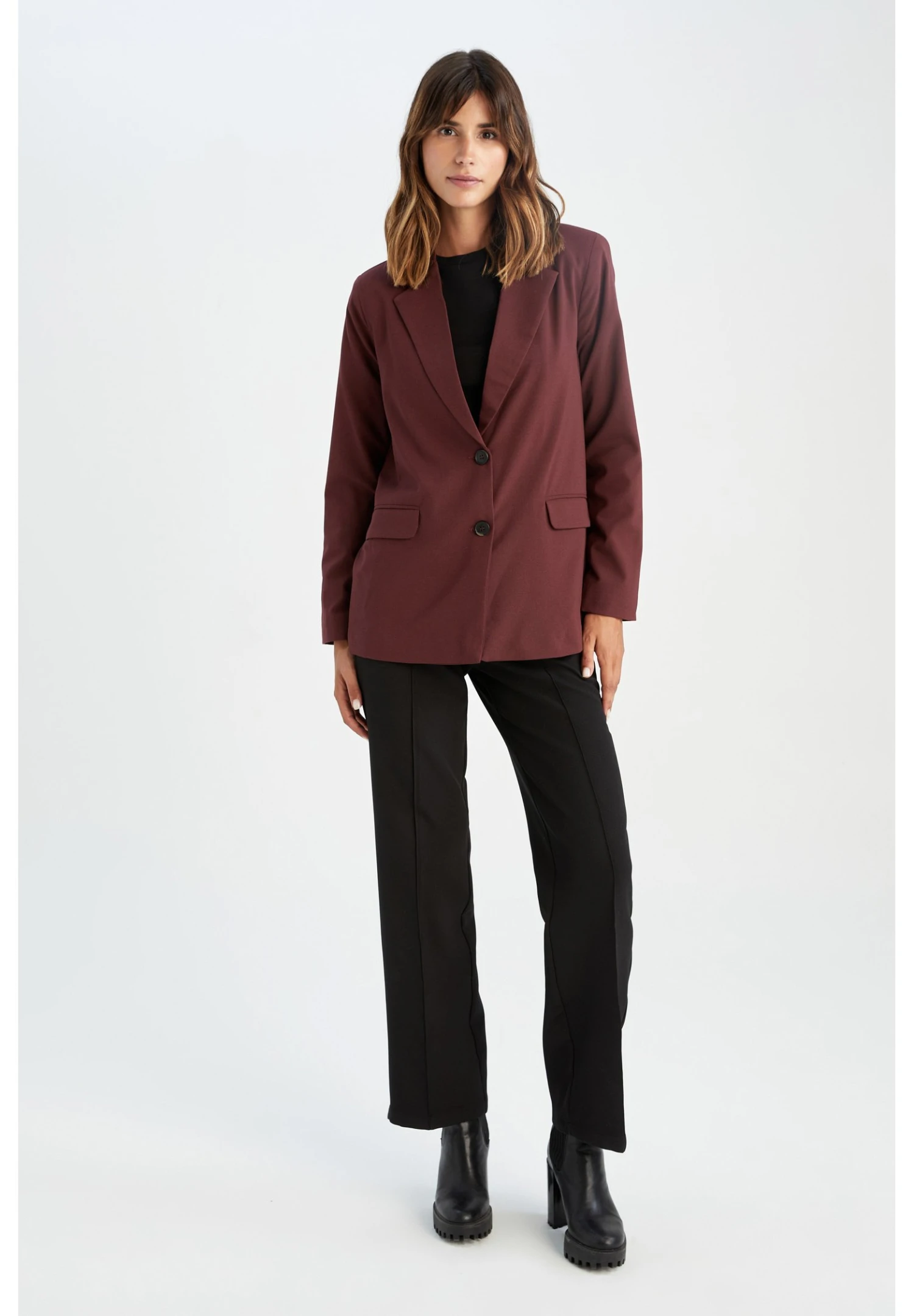 DeFacto Relax Fit - Blazer - Bordeaux 4 DeFacto Relax Fit - Blazer - Bordeaux - Afbeelding 2