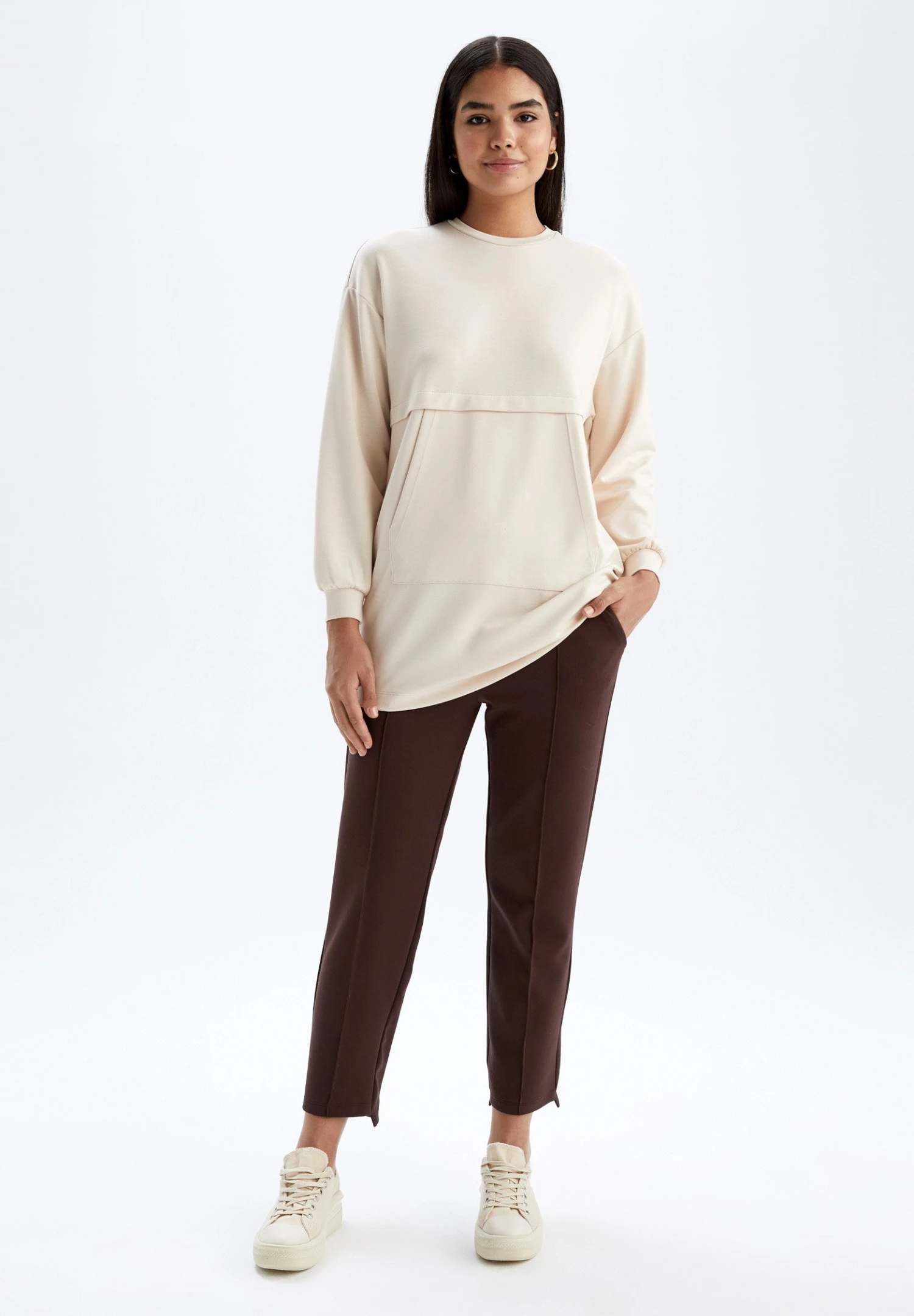 DeFacto Relax Fit T - Sweater - Beige 4 DeFacto Relax Fit T - Sweater - Beige - Afbeelding 2