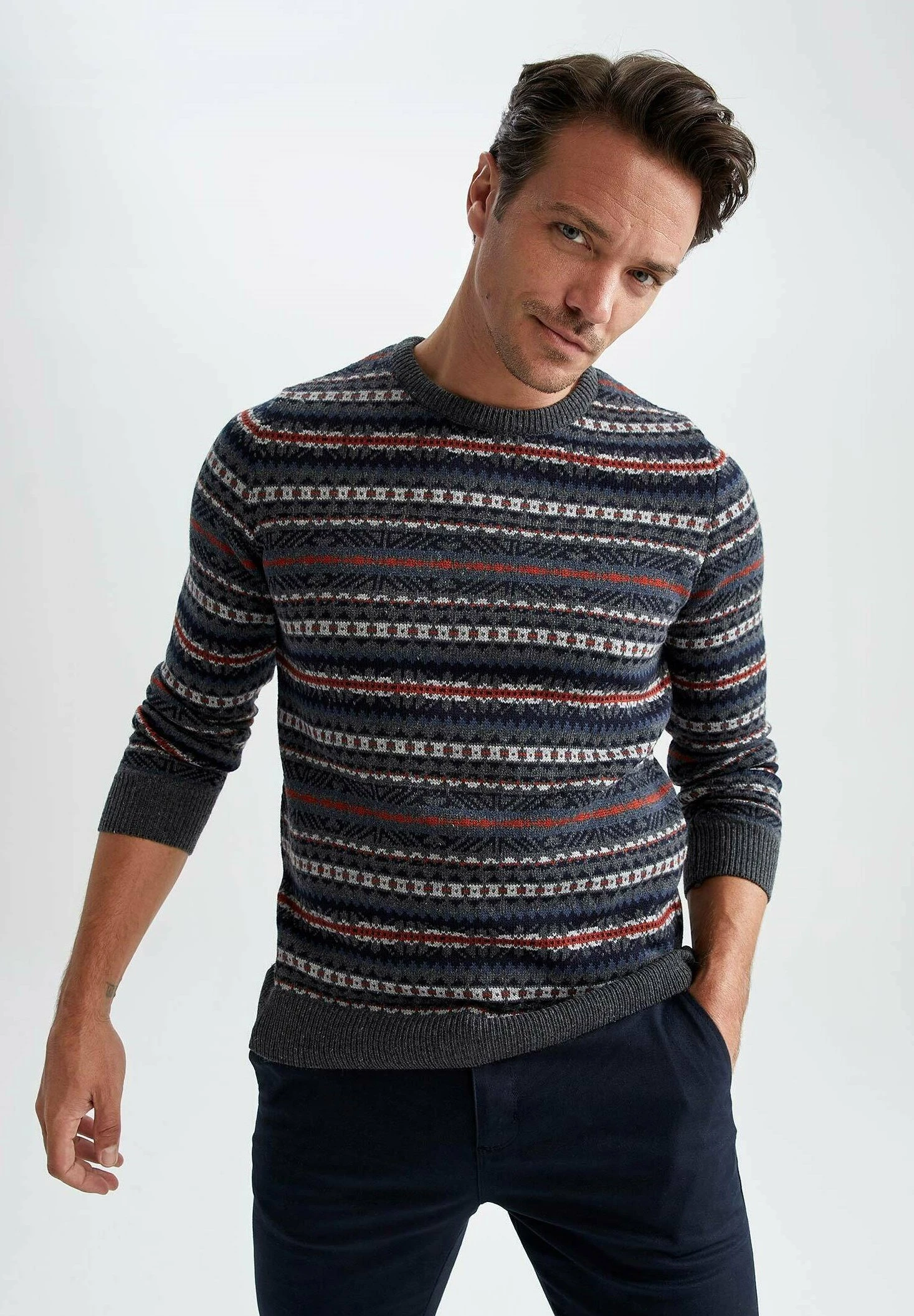 DeFacto Regular Fit- Trui - Anthracite 3 DeFacto Regular Fit- Trui - Anthracite