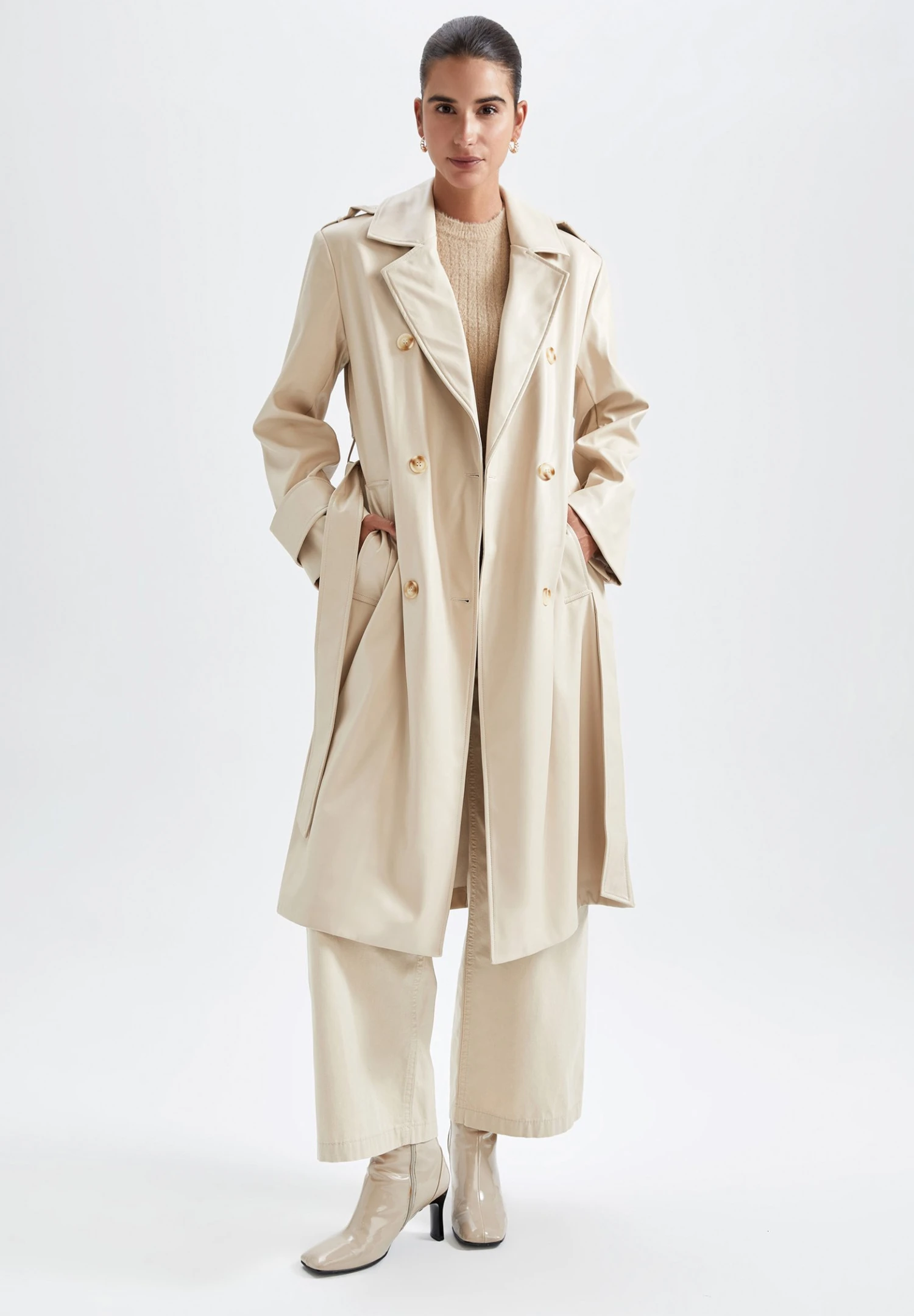 DeFacto Regular Fit - Trenchcoat - Ecru 3 DeFacto Regular Fit - Trenchcoat - Ecru