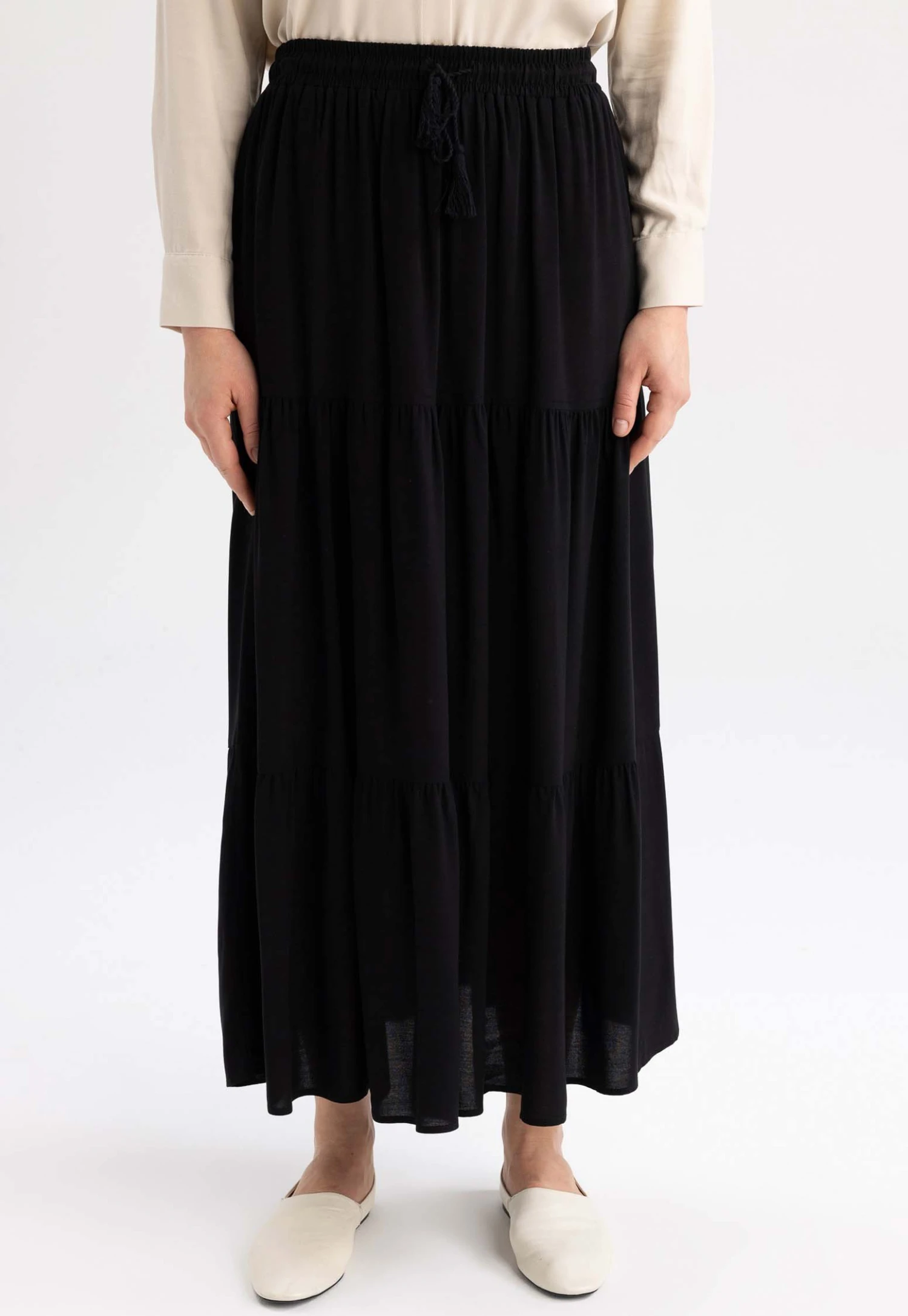 DeFacto Tiered - A-Lijn Rok - Black 3 DeFacto Tiered - A-Lijn Rok - Black