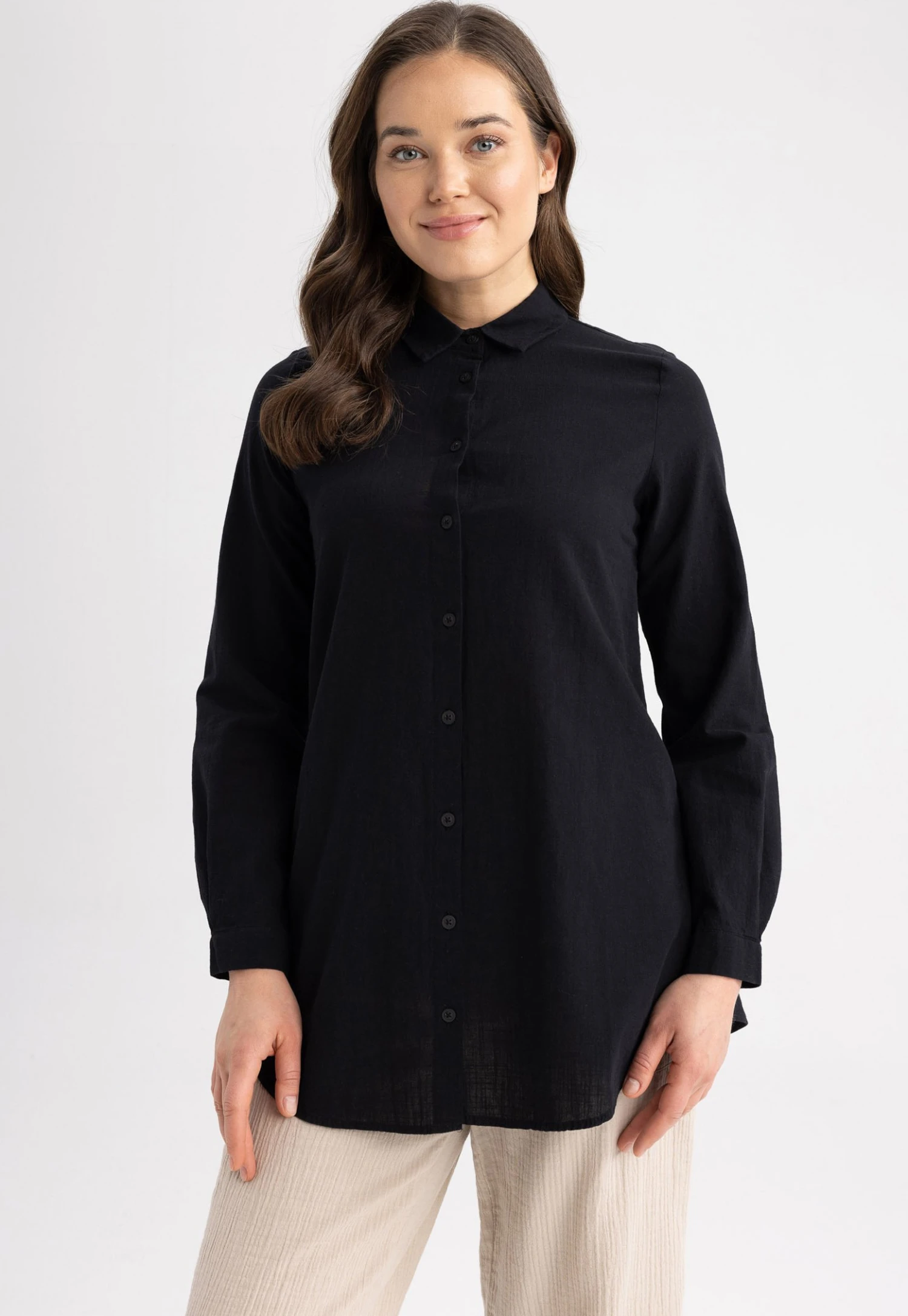 DeFacto Regular Fit - Overhemdblouse - Black 3 DeFacto Regular Fit - Overhemdblouse - Black