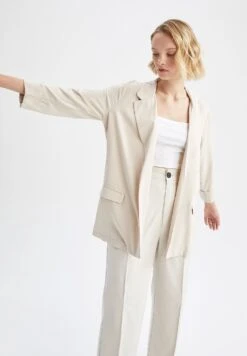 DeFacto Regular Fit - Halflange Jas - Beige