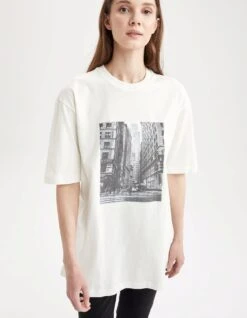 DeFacto T-Shirt Print - Ecru