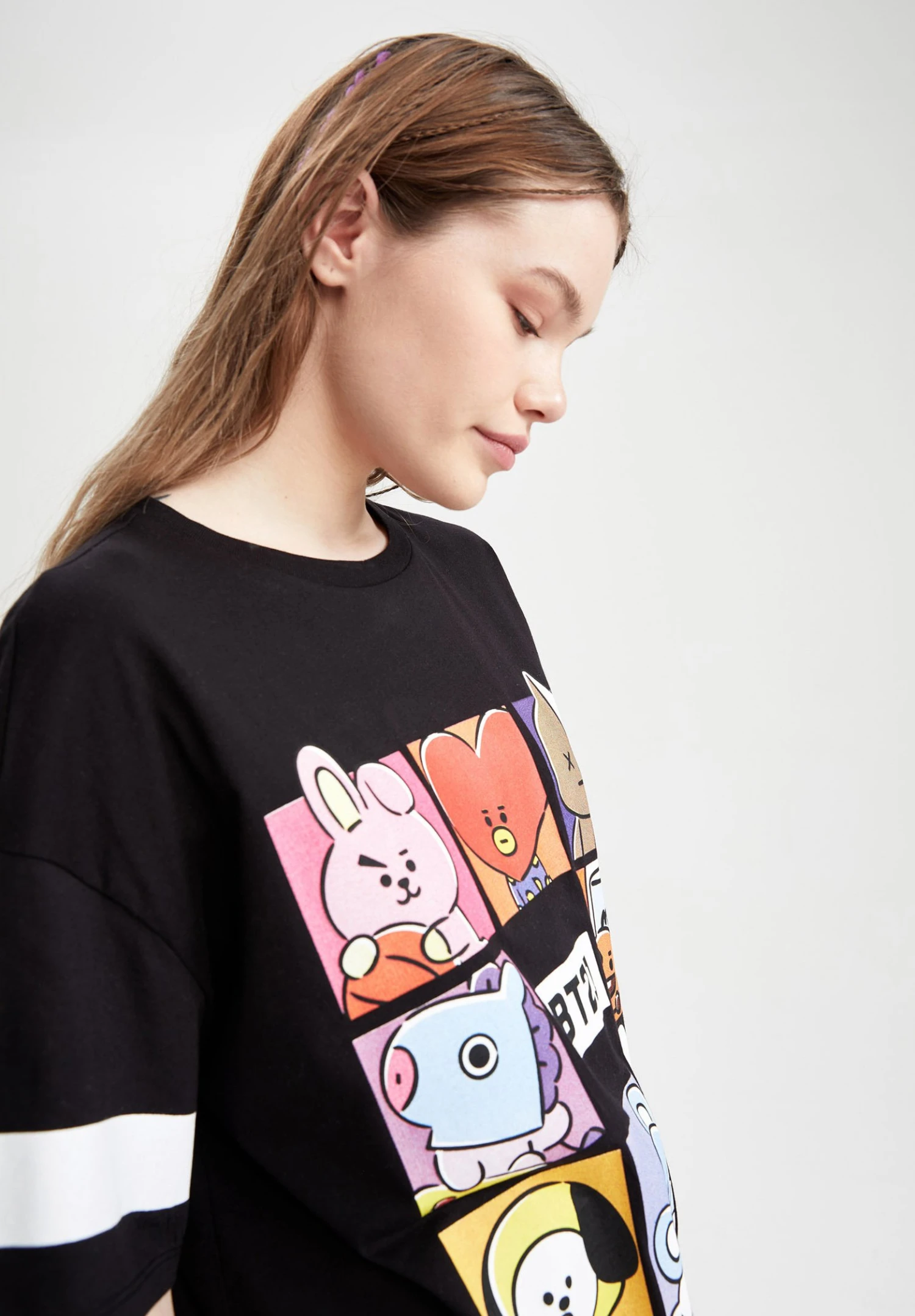 DeFacto Oversize Fit- T-Shirt Print - Black 6 DeFacto Oversize Fit- T-Shirt Print - Black - Afbeelding 4