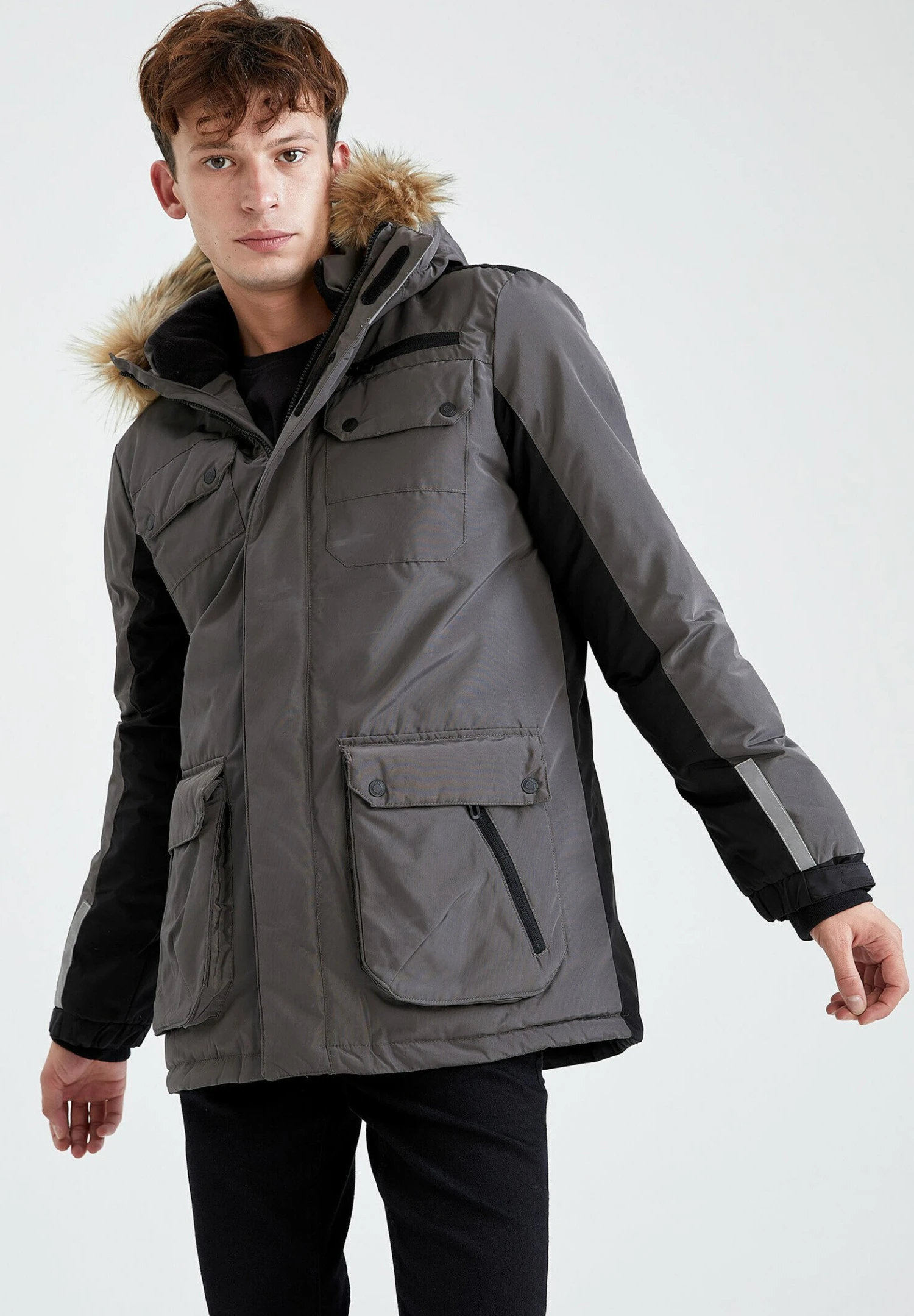 DeFacto Slim Fit - Winterjas - Anthracite 3 DeFacto Slim Fit - Winterjas - Anthracite