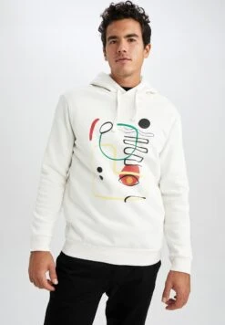 DeFacto Regular Fit- Hoodie - Ecru