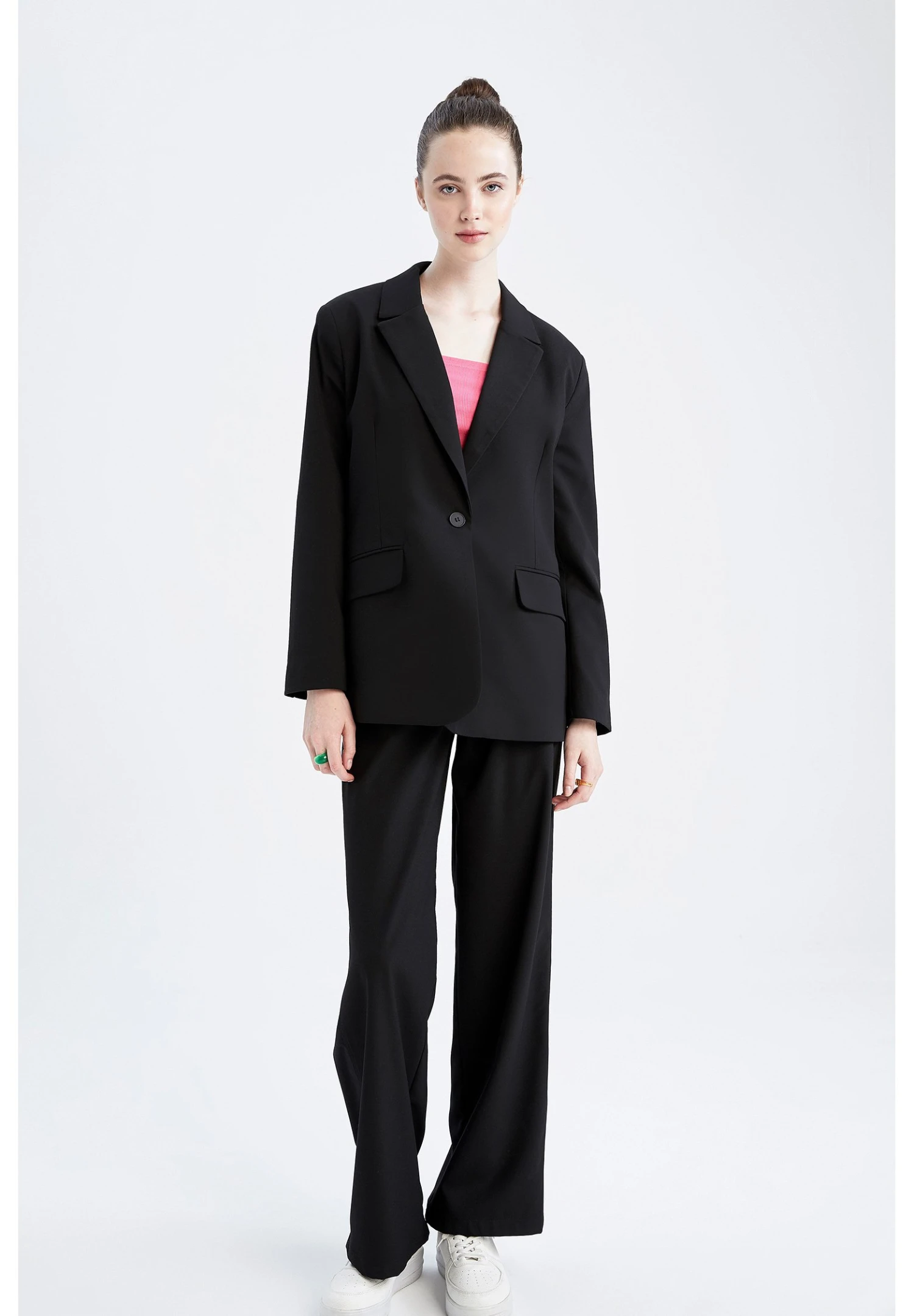 DeFacto Regular Fit- Halflange Jas - Black 4 DeFacto Regular Fit- Halflange Jas - Black - Afbeelding 2