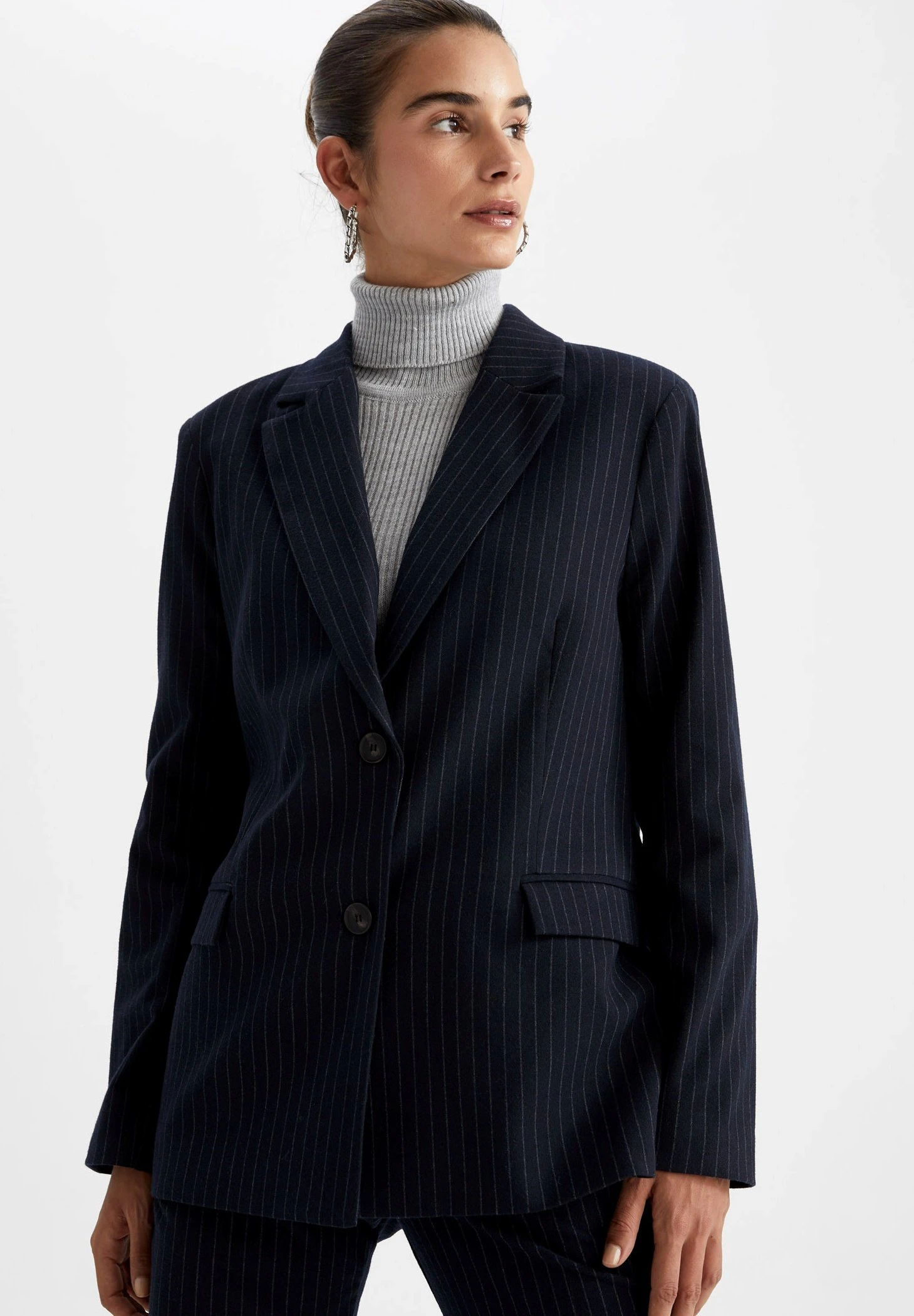 DeFacto Regular Fit - Halflange Jas - Navy 3 DeFacto Regular Fit - Halflange Jas - Navy