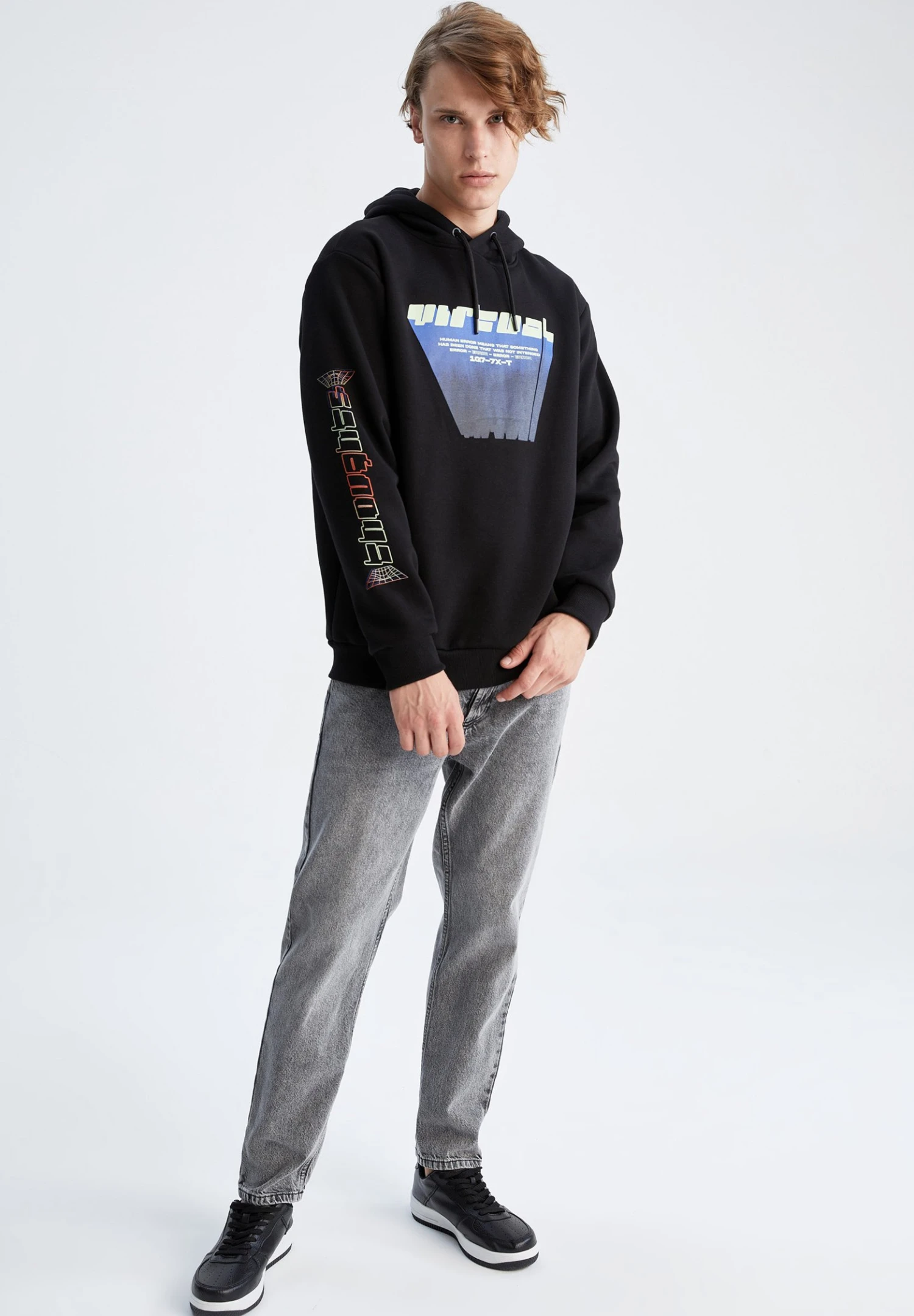 DeFacto Regular Fit- Hoodie - Black 4 DeFacto Regular Fit- Hoodie - Black - Afbeelding 2