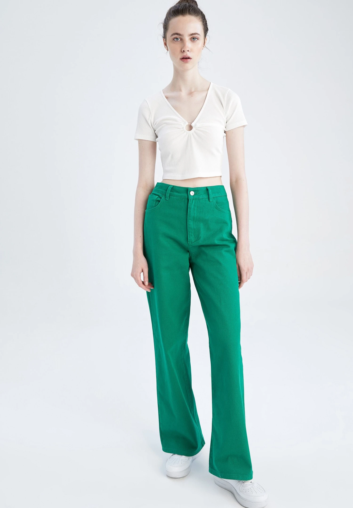 DeFacto Wide Leg - Flared Jeans - Green 4 DeFacto Wide Leg - Flared Jeans - Green - Afbeelding 2